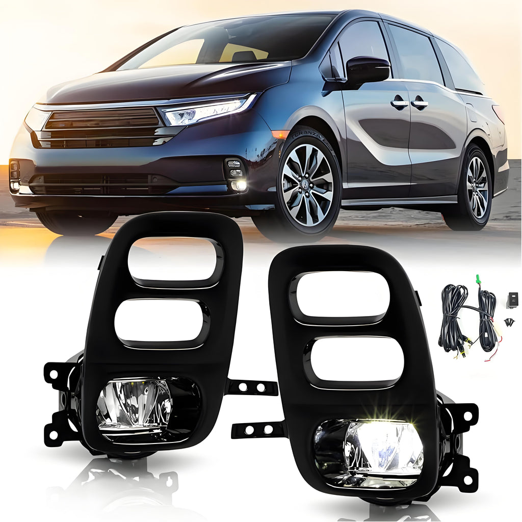 Clear Lens LED Fog Lights Kit For 2021-2022 Honda Odyssey with Switch Bezel Wires Relay OEM# 33950TEYY01 / 33900TEYY01,HO2592144 / HO2593144 19-6225-00 / 19-6226-00
