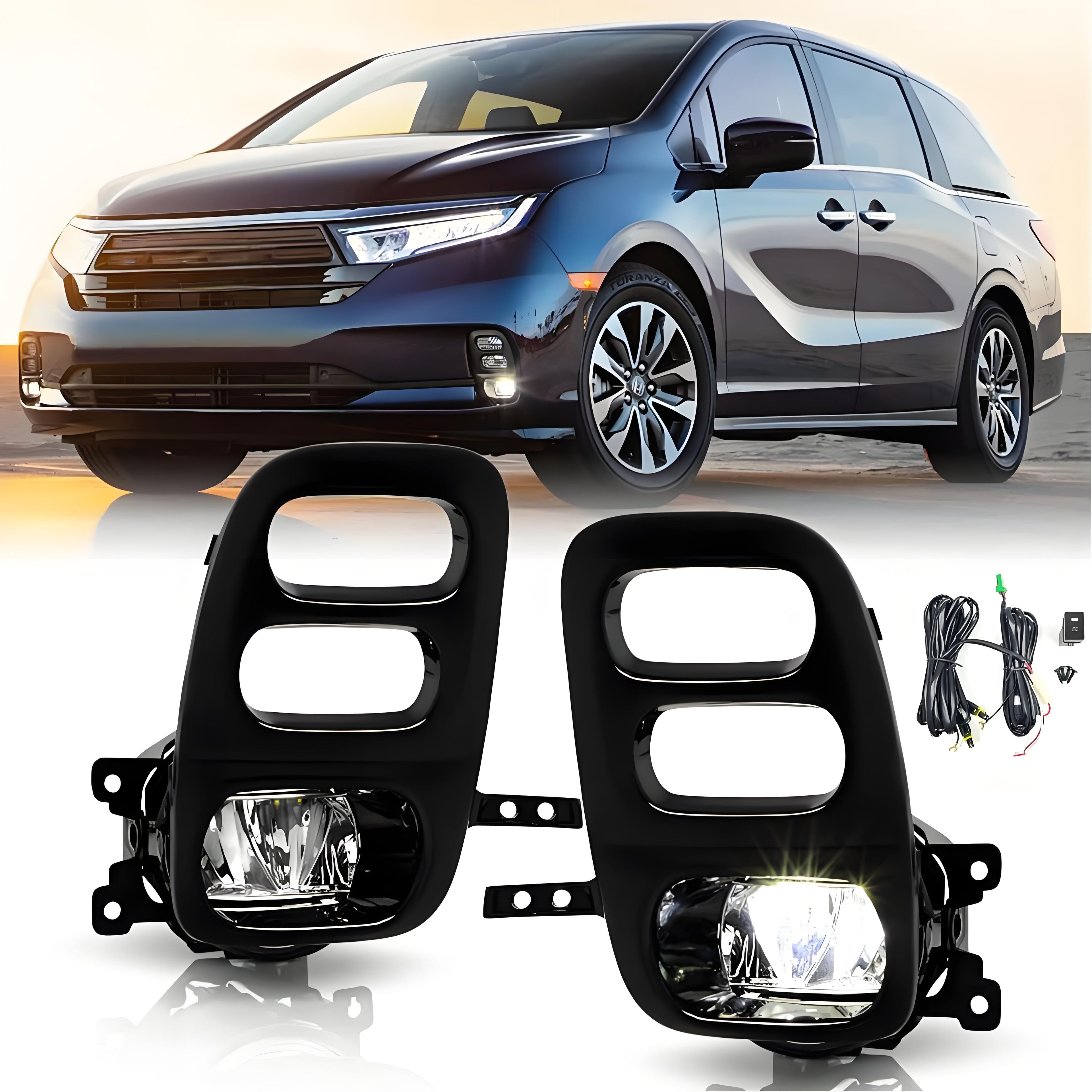 Clear Lens LED Fog Lights Kit For 2021-2022 Honda Odyssey with Switch Bezel Wires Relay OEM# 33950TEYY01 / 33900TEYY01,HO2592144 / HO2593144 19-6225-00 / 19-6226-00