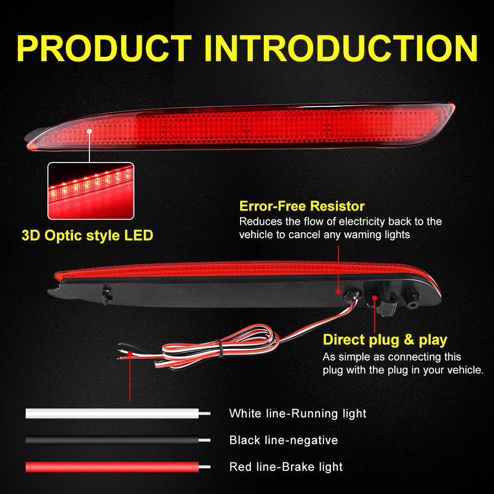 2x Red Lens LED Bumper Reflector Tail Brake Stop Light Rear Fog Light  For 2010 2011 2012 2013 Mazda3 MAZDASPEED3 JDM Mazda3 / Axela Sport/Sedan/Mazdaspeed BL5FW BLEAW BLEFW