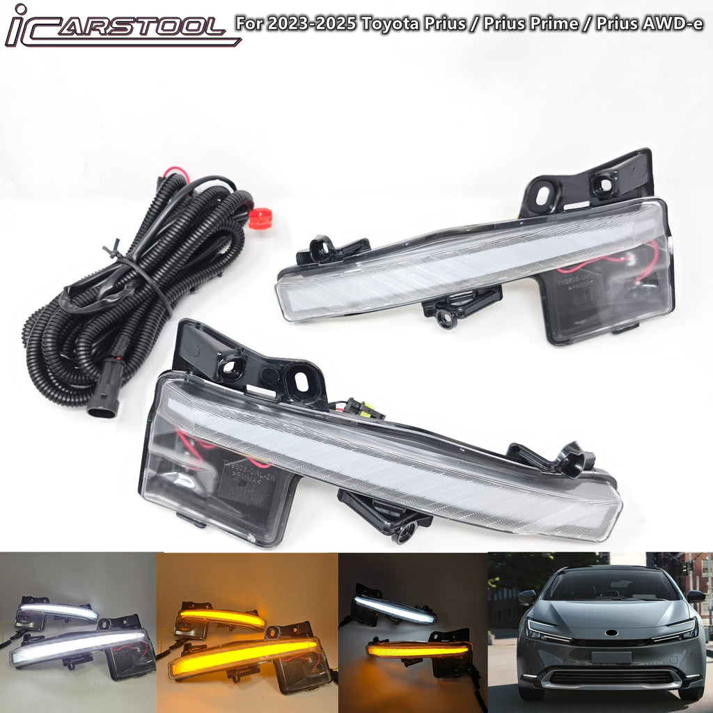 LED Fog Accent Lights Kit For 2023 2024 2025 Toyota Prius DRL Sequential Signal Wires NEW ﻿