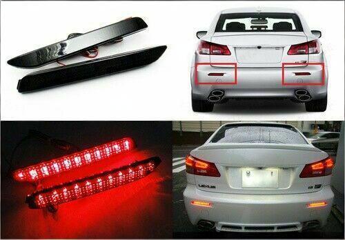 2x Smoked LENS Bumper Reflector LED Tail Brake Lights For 2003-2009 Lexus GX470 2015-up Lexus NX
