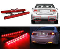 For 2009-2014 Acura TSX Red Lens 48-LED Rear Bumper Reflector Brake Lights Lamps