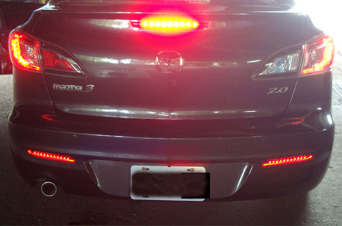 2x Red Lens LED Bumper Reflector Tail Brake Stop Light Rear Fog Light  For 2010 2011 2012 2013 Mazda3 MAZDASPEED3 JDM Mazda3 / Axela Sport/Sedan/Mazdaspeed BL5FW BLEAW BLEFW
