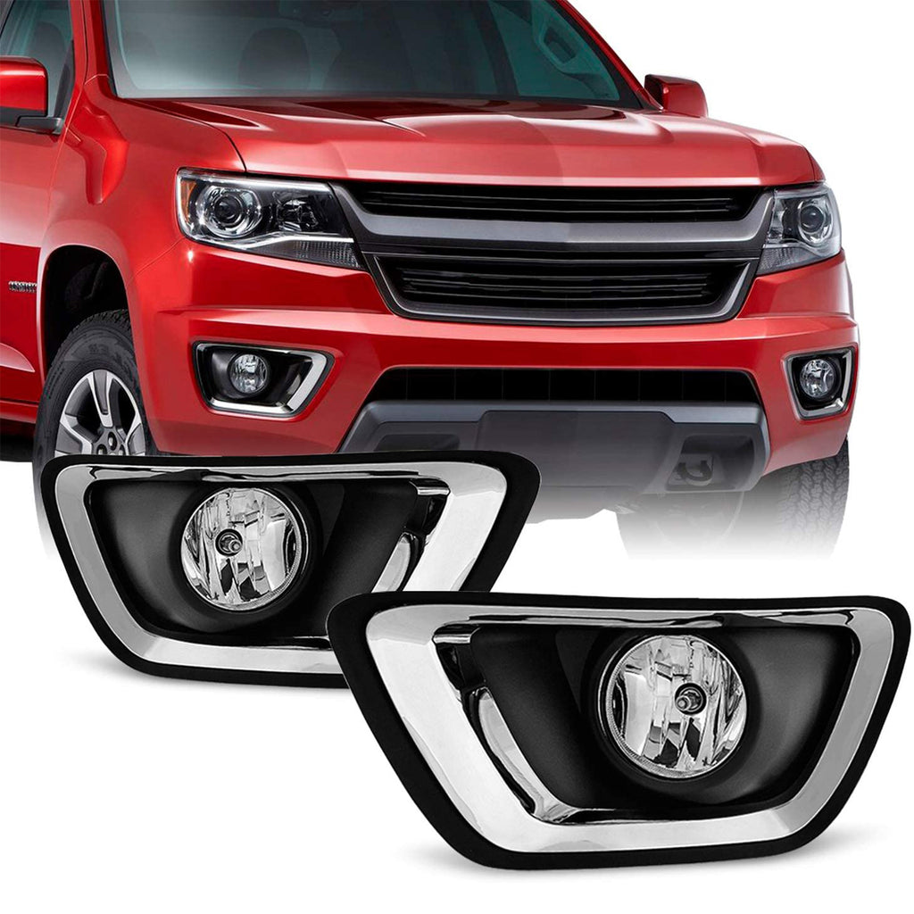 For 2015-2020 Chevy Colorado Bezel 5202 Bulbs Clear Lens Driving Fog Lights Kit