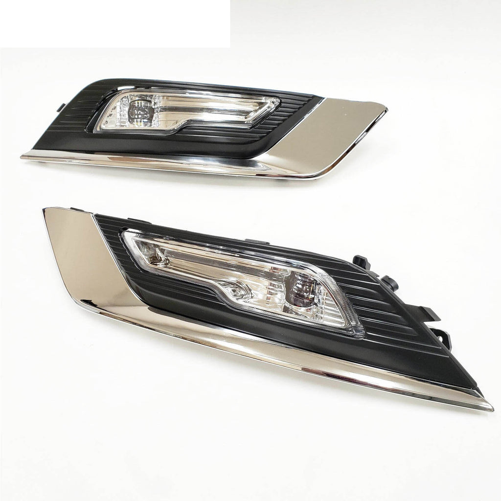 Built-in LED Fog Lights  for 2017-2018 Ford Fusion (OE Style Clear Lens with Switch, Bezels, Wires) OE#F1EZ15266D / F1EZ15266G, HS7Z15200F / HS7Z15201F