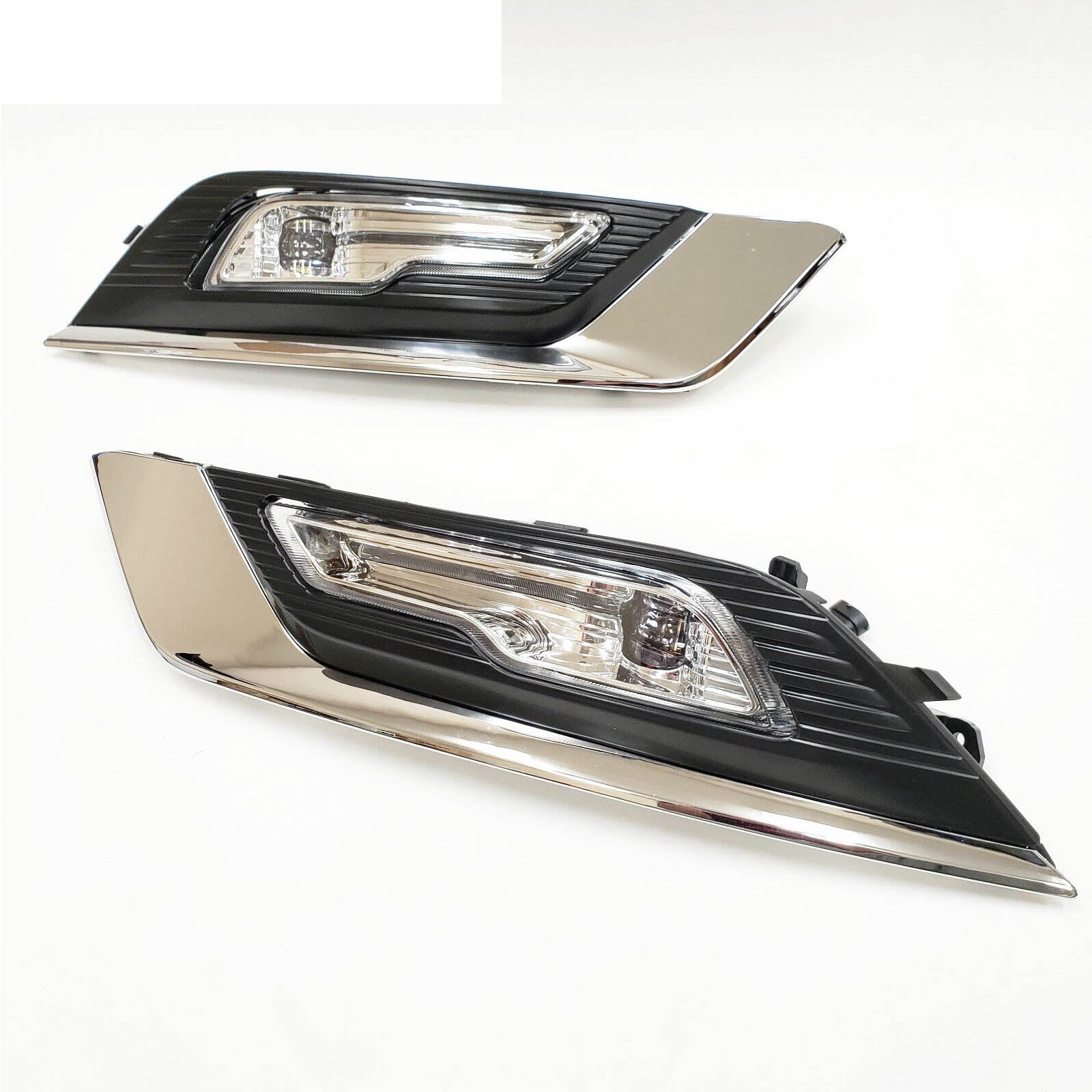 Built-in LED Fog Lights  for 2017-2018 Ford Fusion (OE Style Clear Lens with Switch, Bezels, Wires) OE#F1EZ15266D / F1EZ15266G, HS7Z15200F / HS7Z15201F