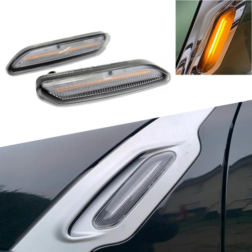 2x Clear Lens Amber LED Turn Signal Side Marker Lights For 2011 - 2017 Mini Cooper Countryman R60
