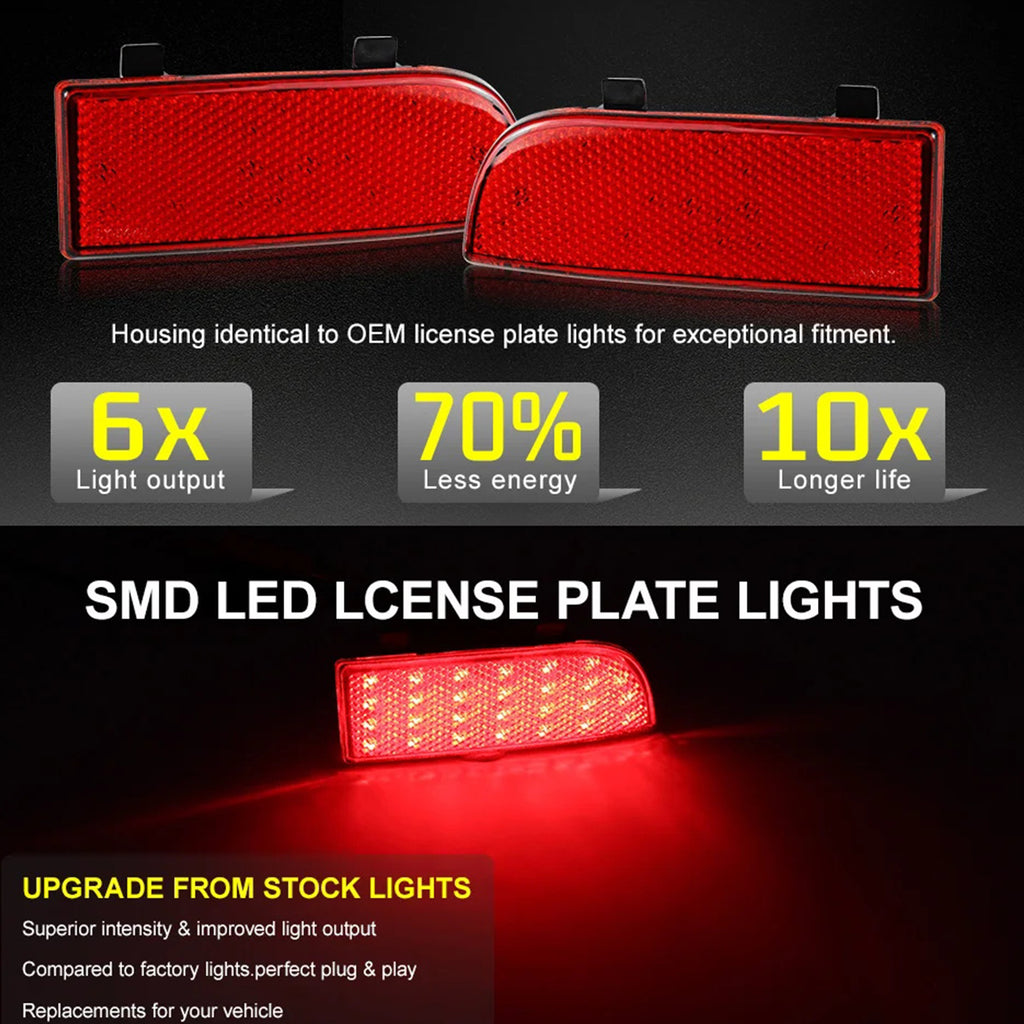 Red Lens LED Rear Bumper Reflector Brake Lights For 03-14 Mercedes-Benz Viano OEM#A6398260040, A6398260140, A6398260440, A6398260540