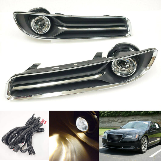 Fog Lights  for 2011-2014 Chrysler 300 (OE Style Clear Lens with Switch, Bezels, Wires)  OE#5182021AA / 5182021AB, CH1039126 / CH1038126