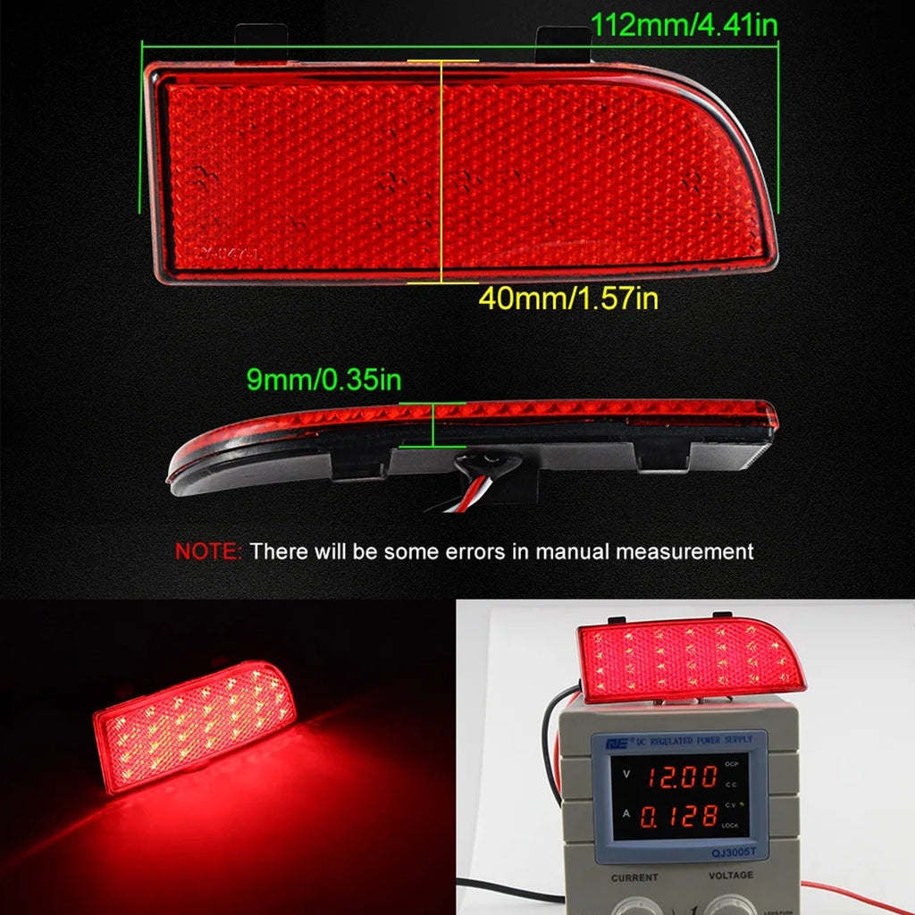 Red Lens LED Rear Bumper Reflector Brake Lights For 03-14 Mercedes-Benz Viano OEM#A6398260040, A6398260140, A6398260440, A6398260540