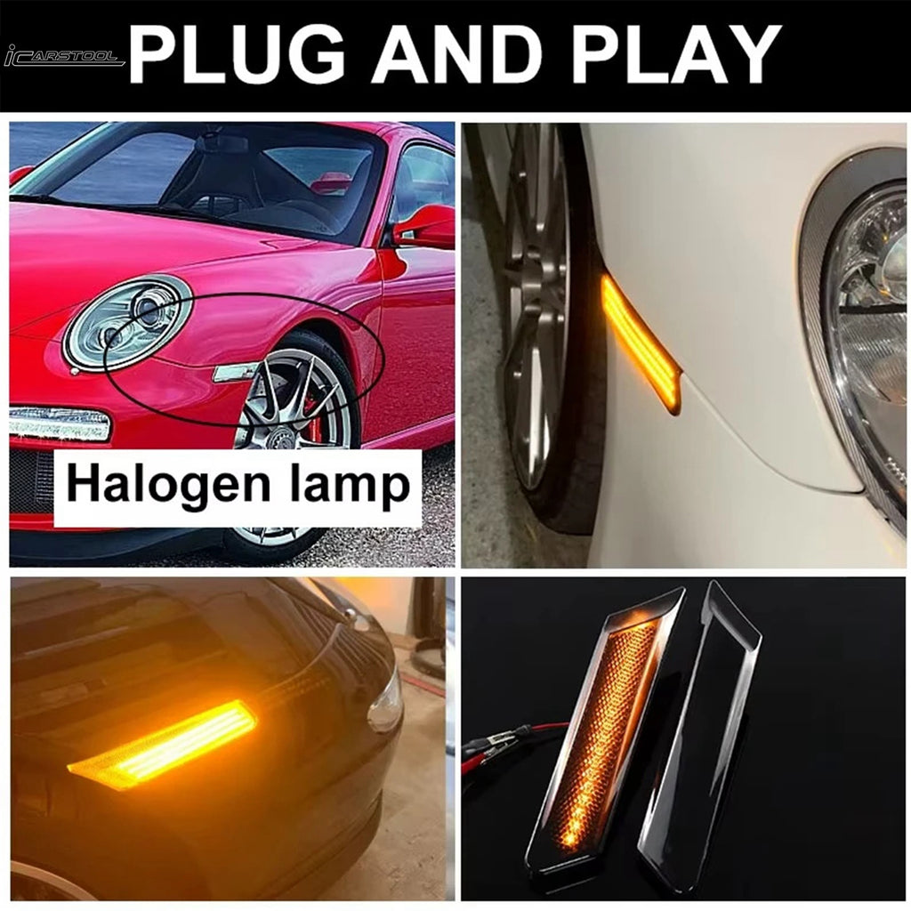 Smoke Lens Amber LED Side Marker Signal Lights For Porsche Boxster/Carrera 911/Cayman  OEM# 98763103302 98763103402 99763103802