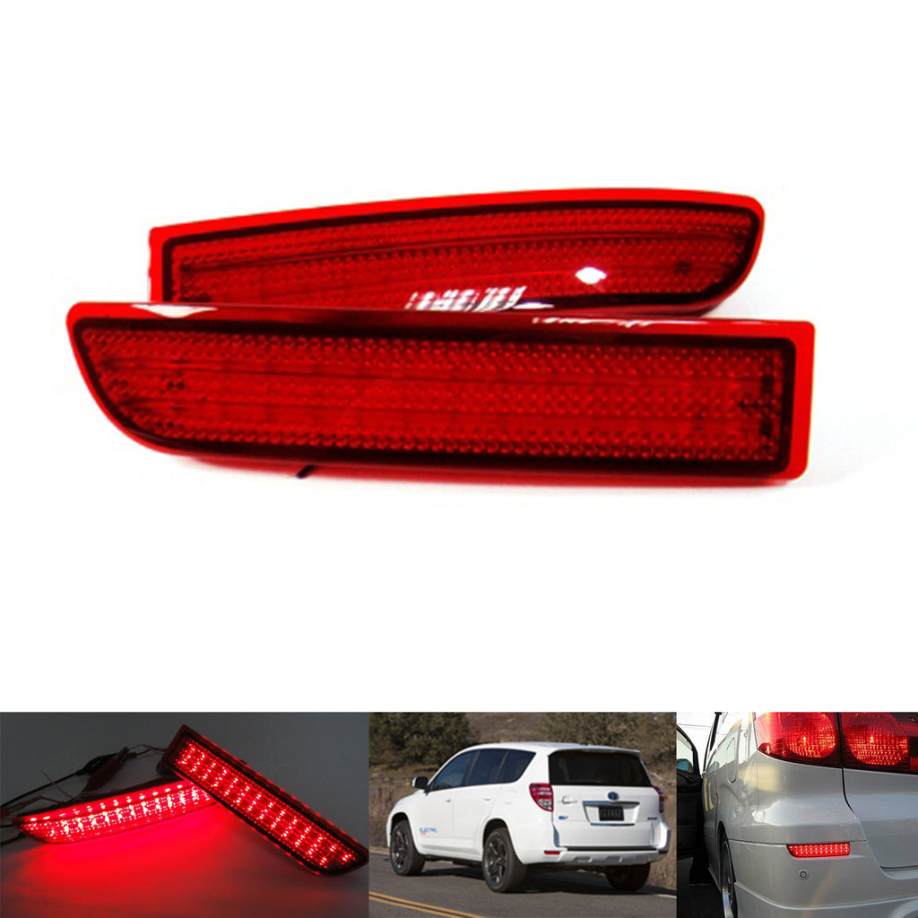 Red Lens 39-SMD LED Rear Bumper Reflector Tail Brake Light For 2008-2014 Scion xD/2006-2012 Toyota RAV4