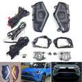 Dual Color LED Fog Driving Lights Kit Wire Switch Bezel For 2019 2020 2021 2022 2023 2024 Toyota Rav4 Rav 4 White DRL Amber Signal Sequential Accessories Lamps