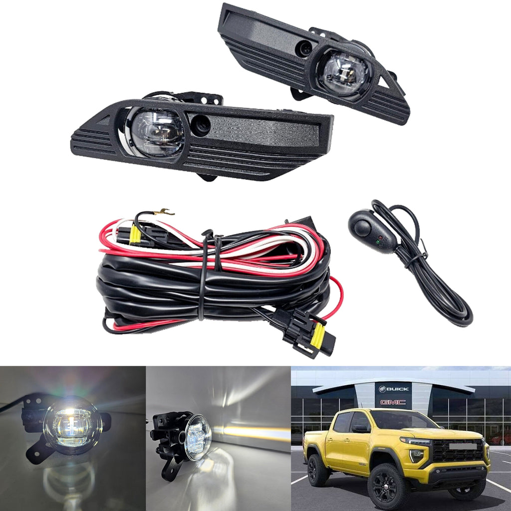 Clear Lens LED Fog Lights Kit For 2023 2024 2025 GMC Canyon with Switch Wire Bezel 6000K White