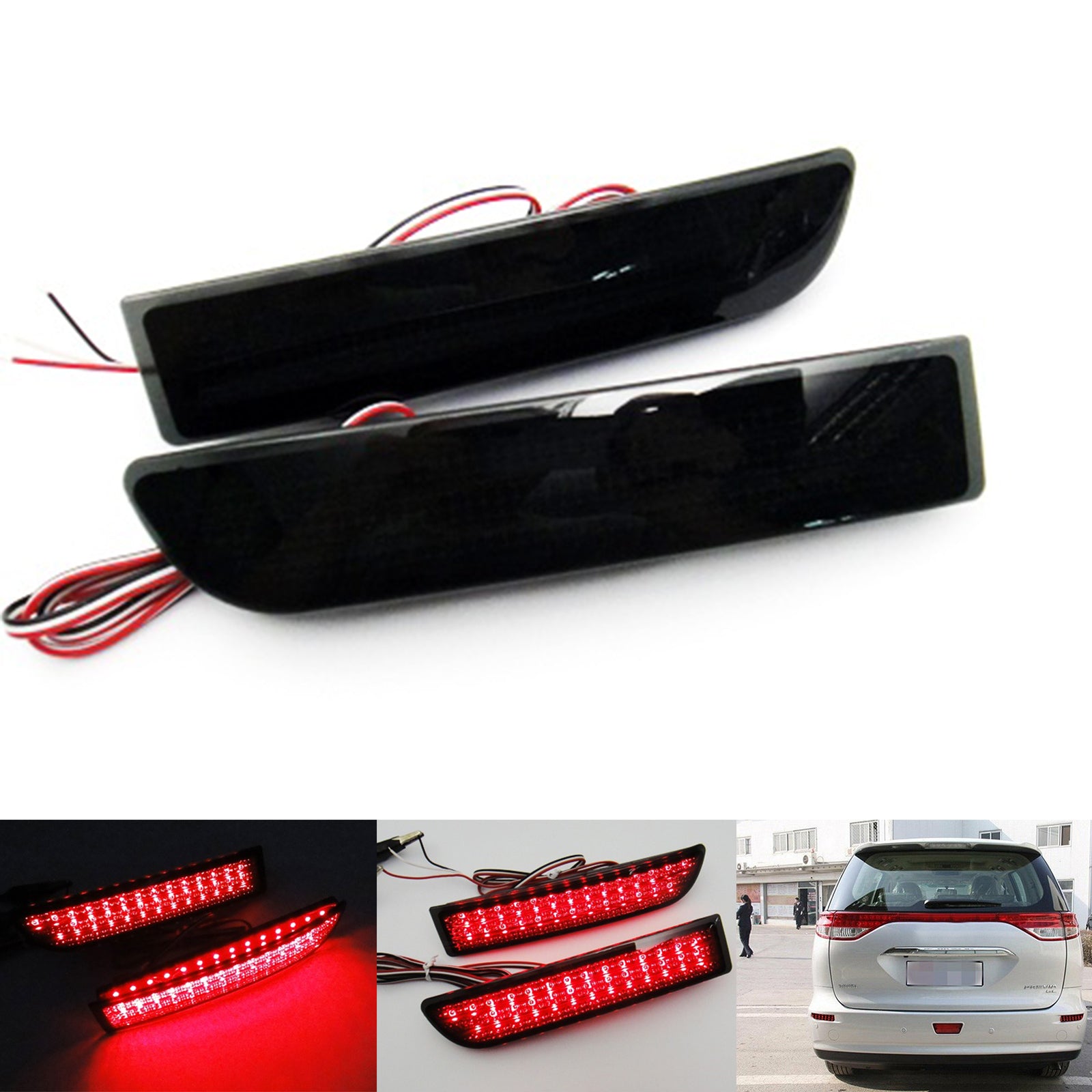 2x Smoked Lens LED Bumper Reflector Tail Brake Light For Toyota RAV4 Scion xD OEM#81910-13022, 81920-13022; TO2831102