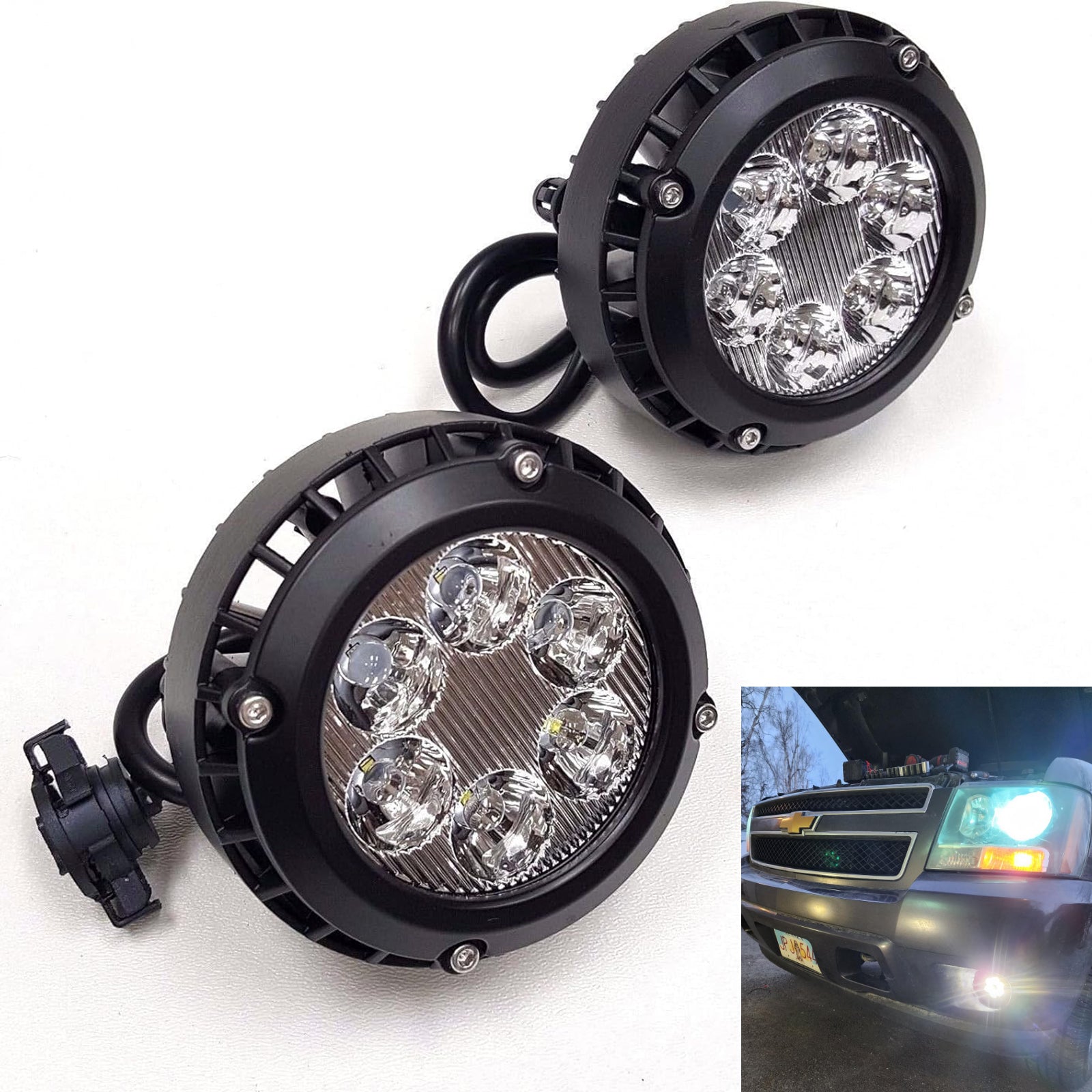 For 2007-2014 Ford Mustang Shelby GT500 Clear Lens LED Fog Driving Lights Lamps Pair（Valance Mounted with no Bracket Only）