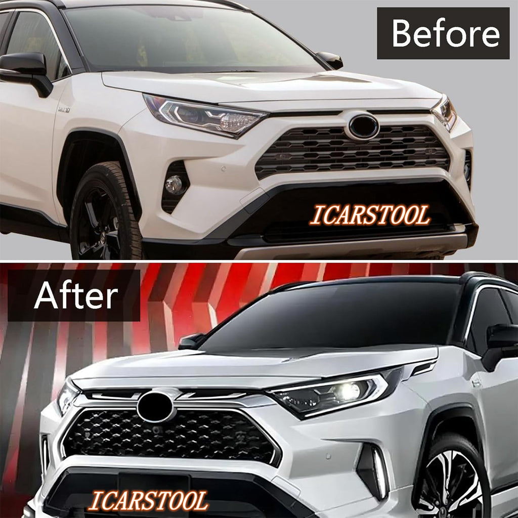 Dual Color LED DRL Signal Fog Light Kit For 2019-2025 Toyota Rav4 LE XLE Hybrid SE XSE with Bezel Wire & Daytime Running Light Amber Turn Signal Light