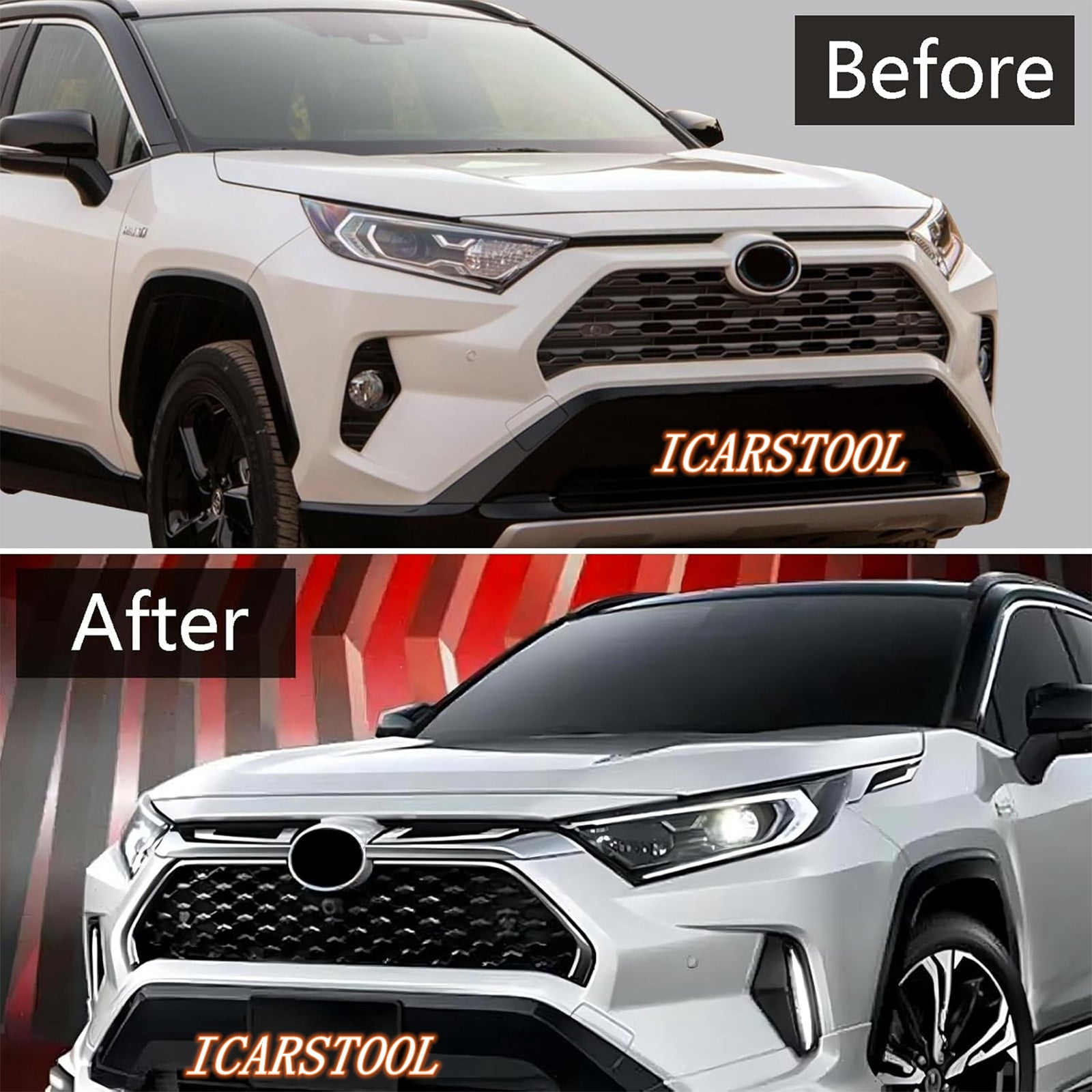 Dual Color LED DRL Signal Fog Light Kit For 2019-2025 Toyota Rav4 LE XLE Hybrid SE XSE with Bezel Wire & Daytime Running Light Amber Turn Signal Light