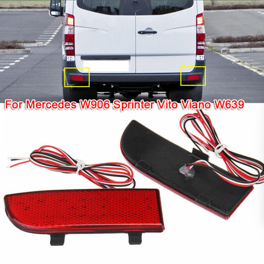 Red Lens LED Rear Bumper Reflector Brake Lights For 03-14 Mercedes-Benz Viano OEM#A6398260040, A6398260140, A6398260440, A6398260540