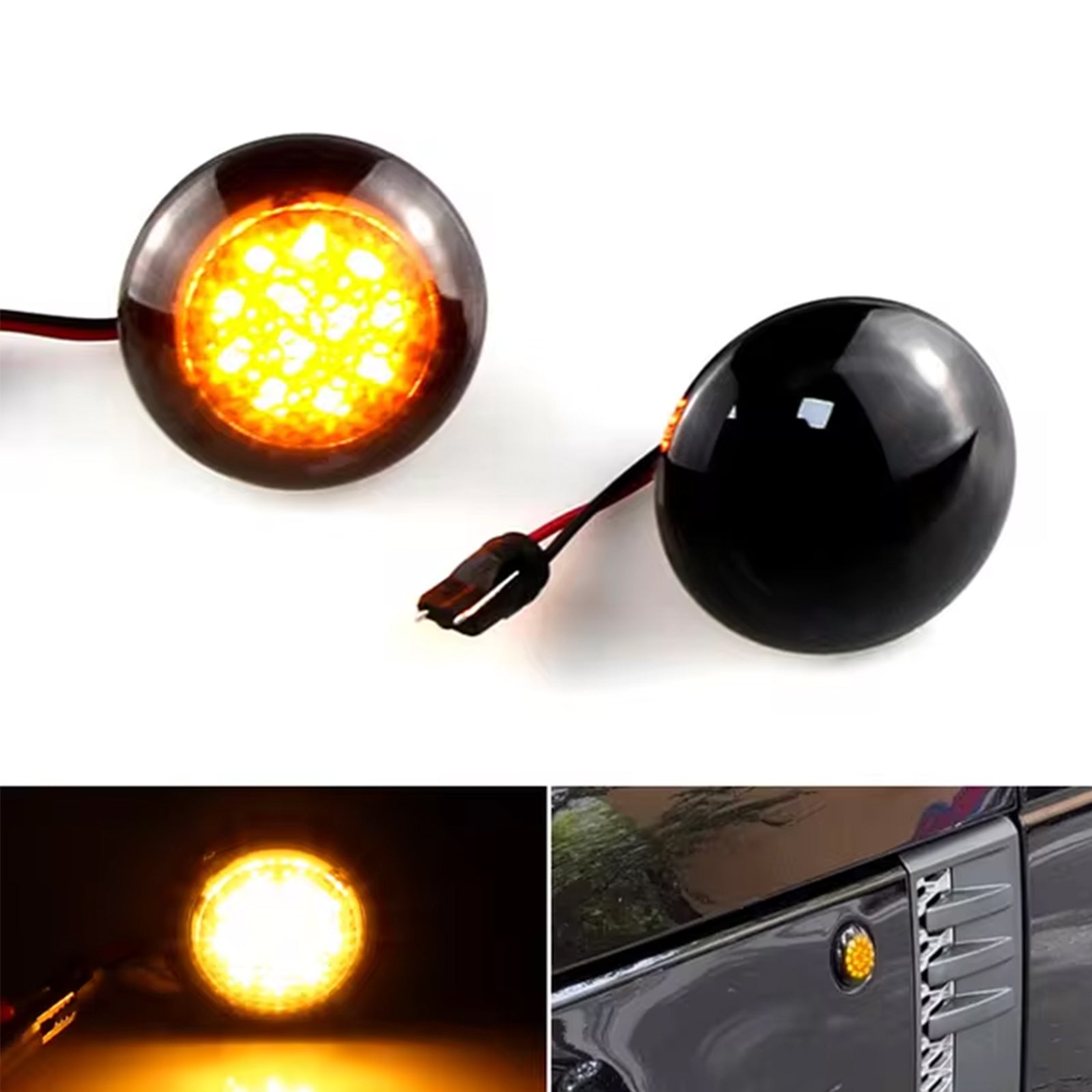 For 2003-2012 Range Rover L322 2 Smoke Lens Amber LED Turn Signal Side Marker Lights