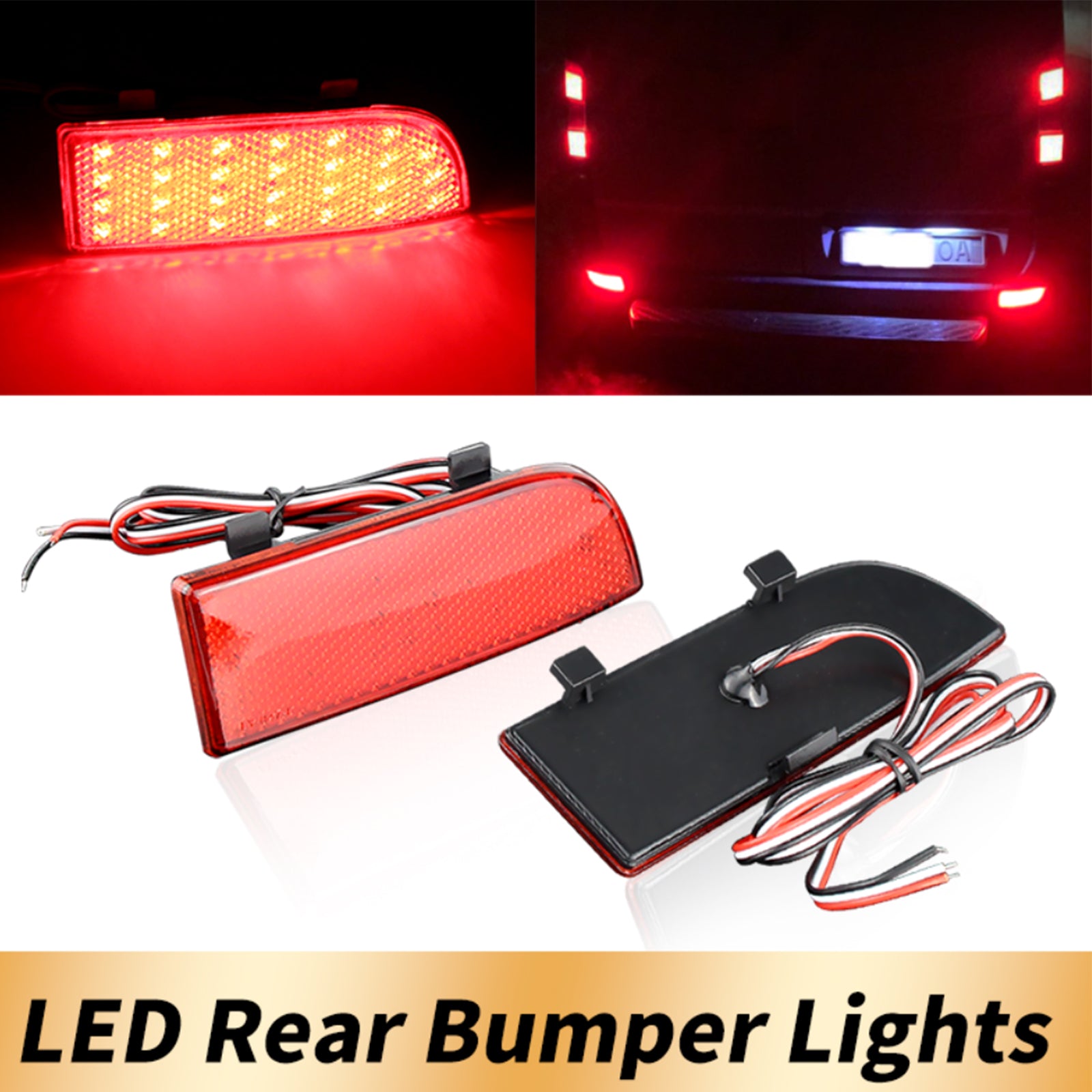 Red Lens LED Rear Bumper Reflector Brake Lights For Mercedes-Benz Viano/Vito W639 OEM#A6398260040, A6398260140, A6398260440, A6398260540