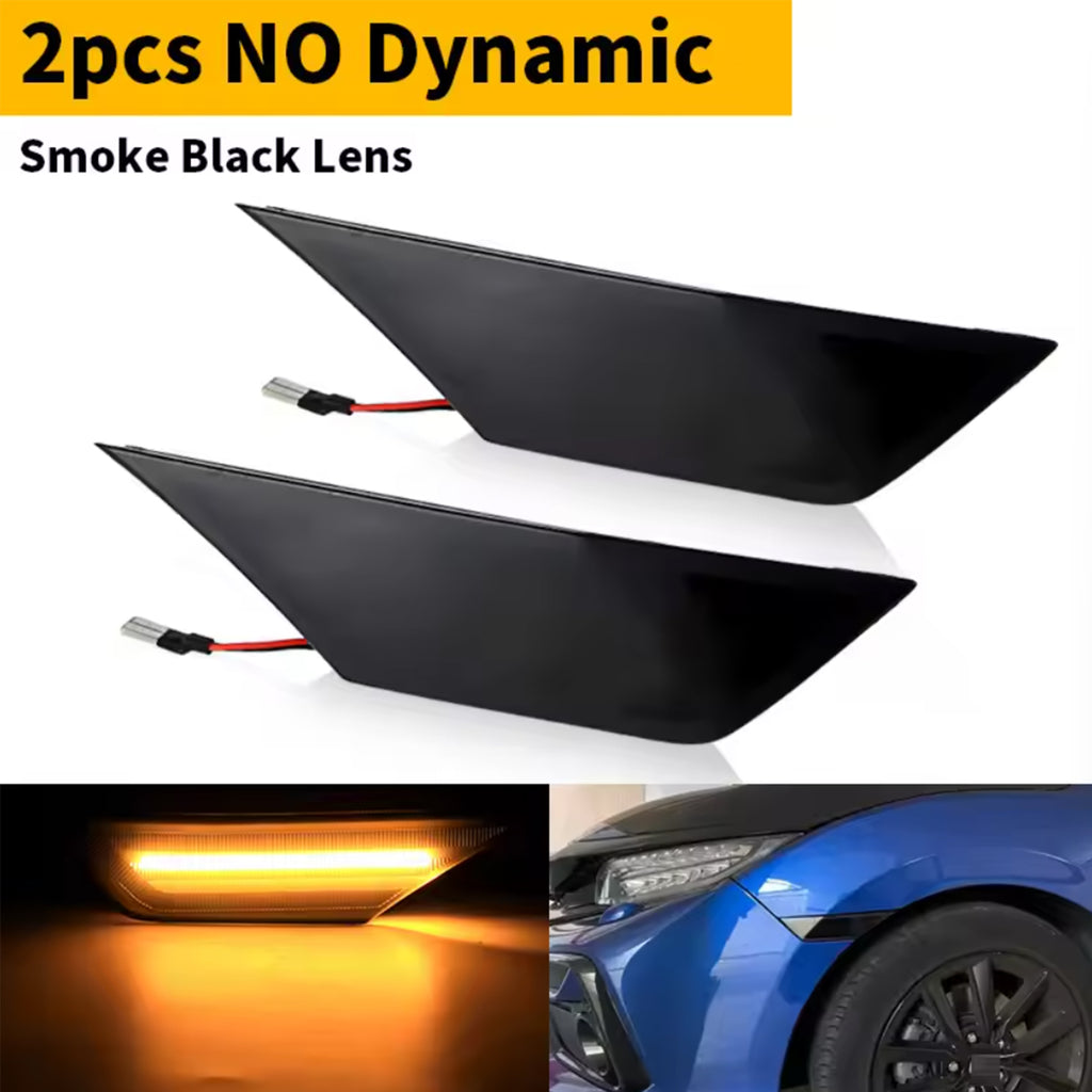 For 2016-2021 Honda Civic 2x Smoke Lens LED Bumper Turn Signal Side Marker Light