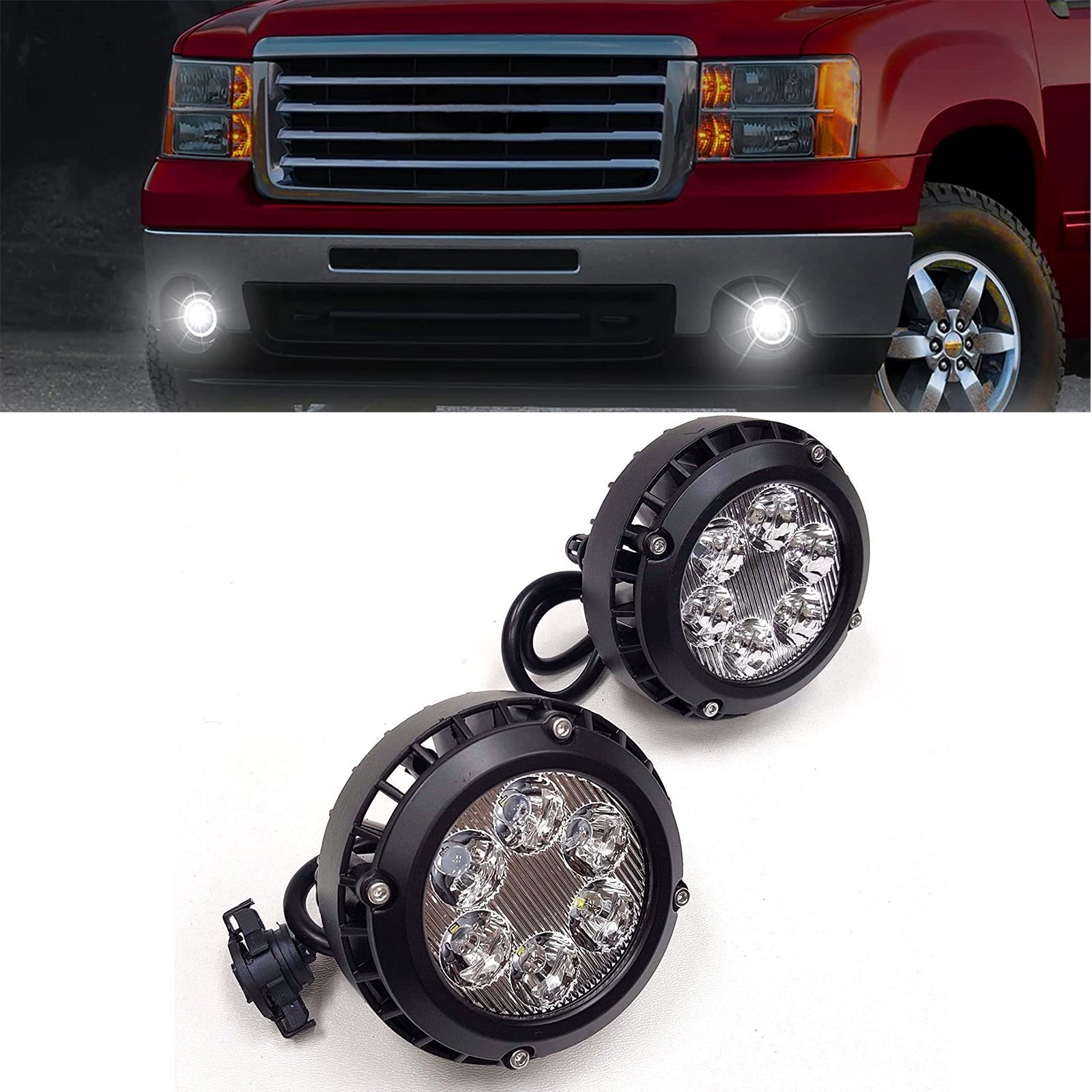For2010 2011 2012 2013 Chevy Camaro models LED Clear Lens Fog Driving Lights Lamps Pair（Do not fit RS package）OEM#GM2590104 / 15839896