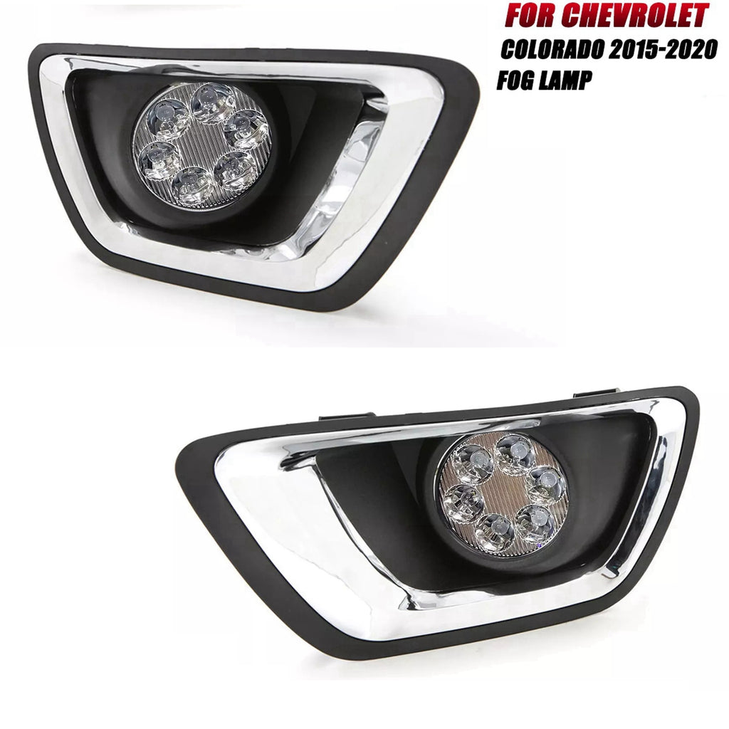 Clear Lens LED Fog Lights Kit For 2015-2020 Chevrolet Colorado with Bezel 5202 Plug OEM# 22891701 / 22891700 GM1039176 / GM1038176 GM2590104 15839896
