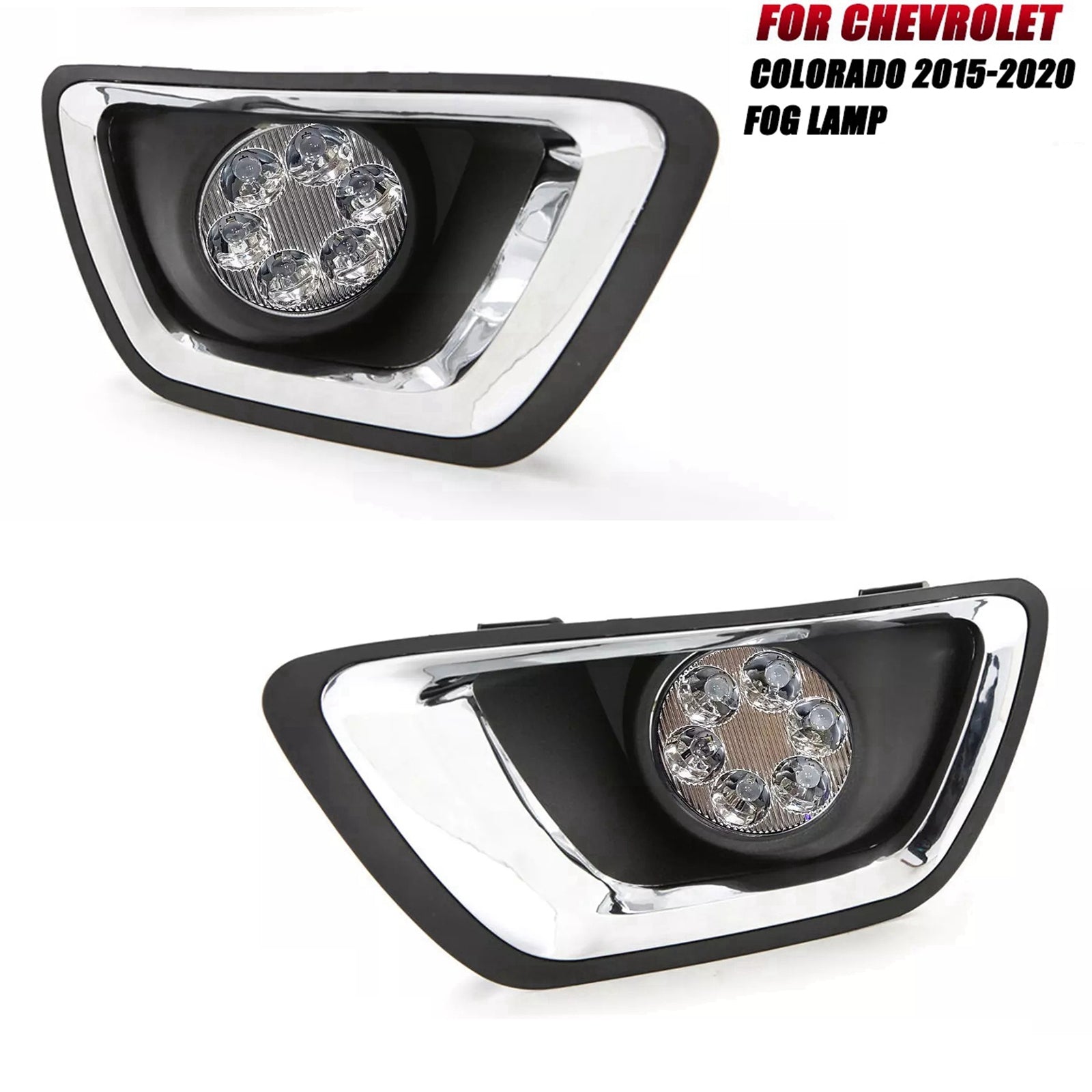 Clear Lens LED Fog Lights Kit For 2015-2020 Chevrolet Colorado with Bezel 5202 Plug OEM# 22891701 / 22891700 GM1039176 / GM1038176 GM2590104 15839896
