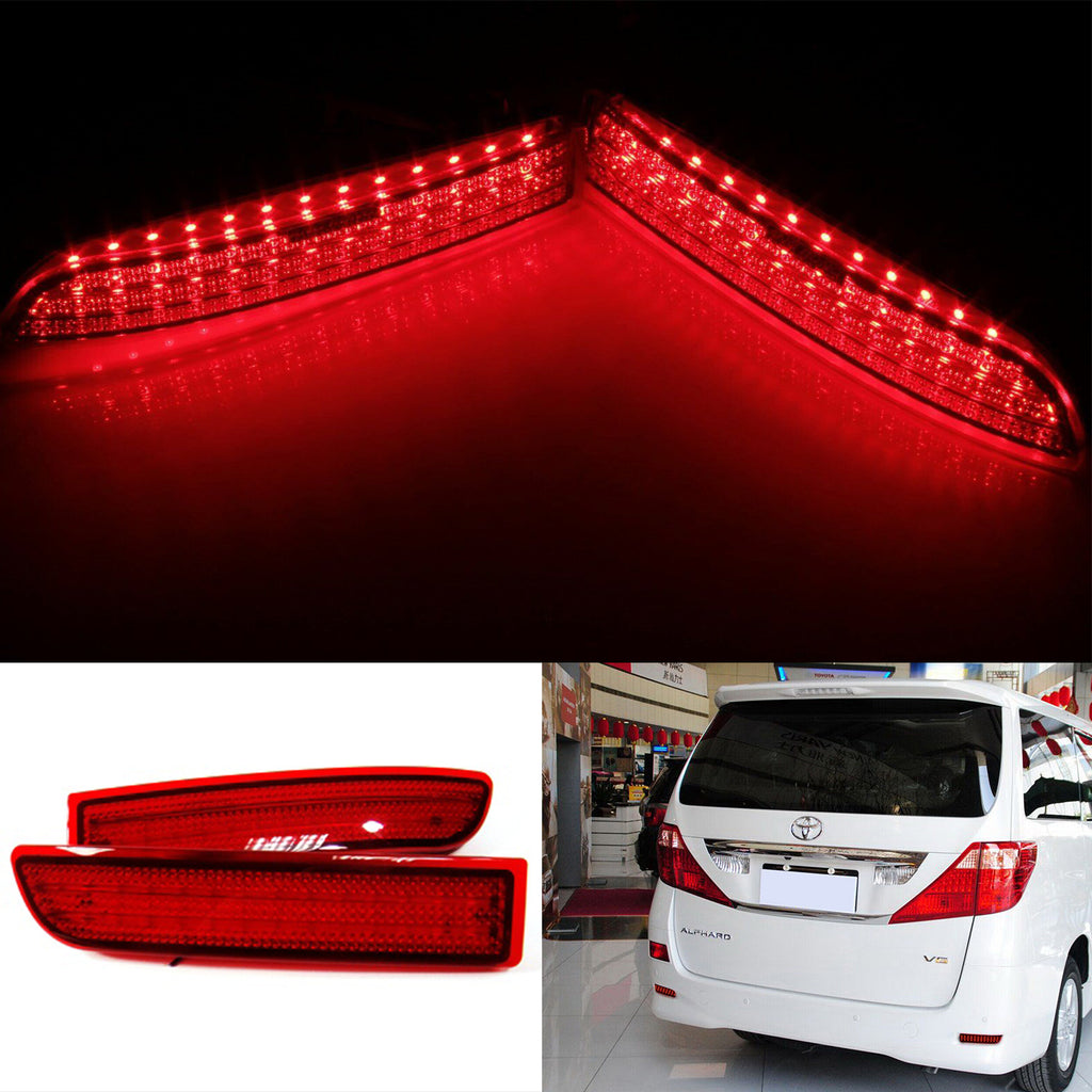 Red Lens 39-SMD LED Rear Bumper Reflector Tail Brake Light For 2008-2014 Scion xD/2006-2012 Toyota RAV4