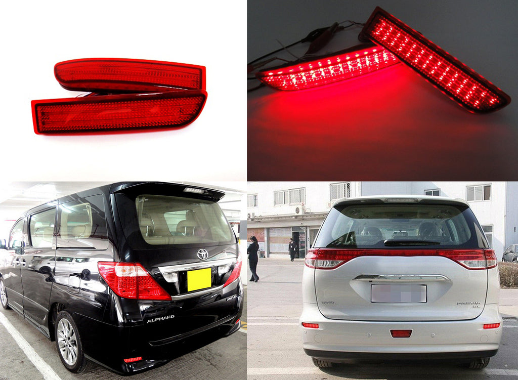 Red Lens 39-SMD LED Rear Bumper Reflector Tail Brake Light For 2008-2014 Scion xD/2006-2012 Toyota RAV4