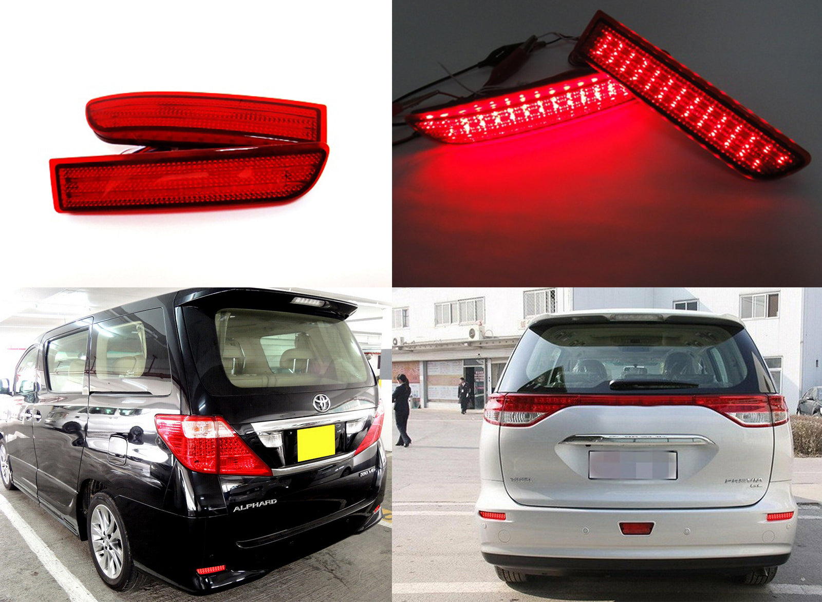 Red Lens 39-SMD LED Rear Bumper Reflector Tail Brake Light For 2008-2014 Scion xD/2006-2012 Toyota RAV4