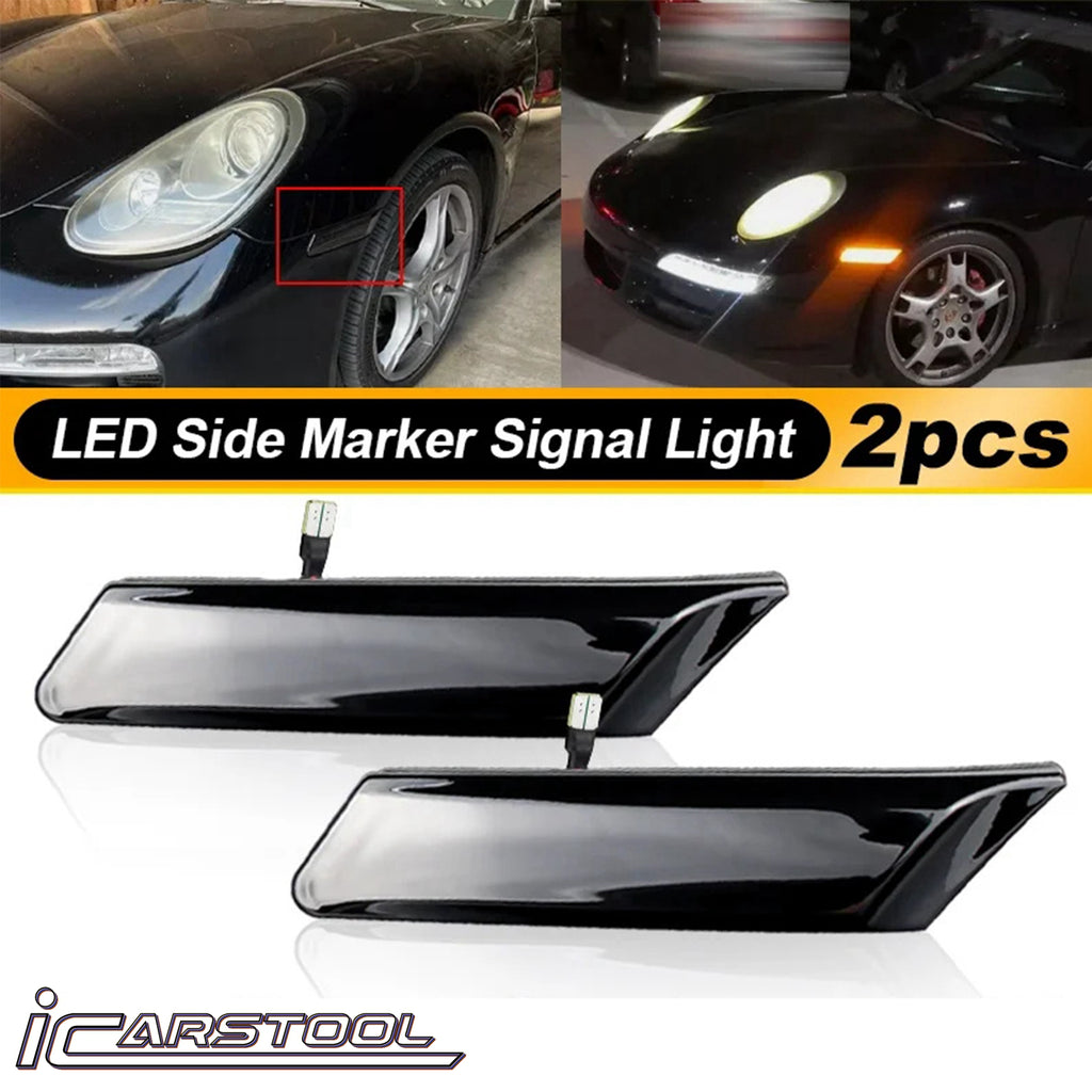 Smoke Lens Amber LED Side Marker Signal Lights For Porsche Boxster/Carrera 911/Cayman  OEM# 98763103302 98763103402 99763103802