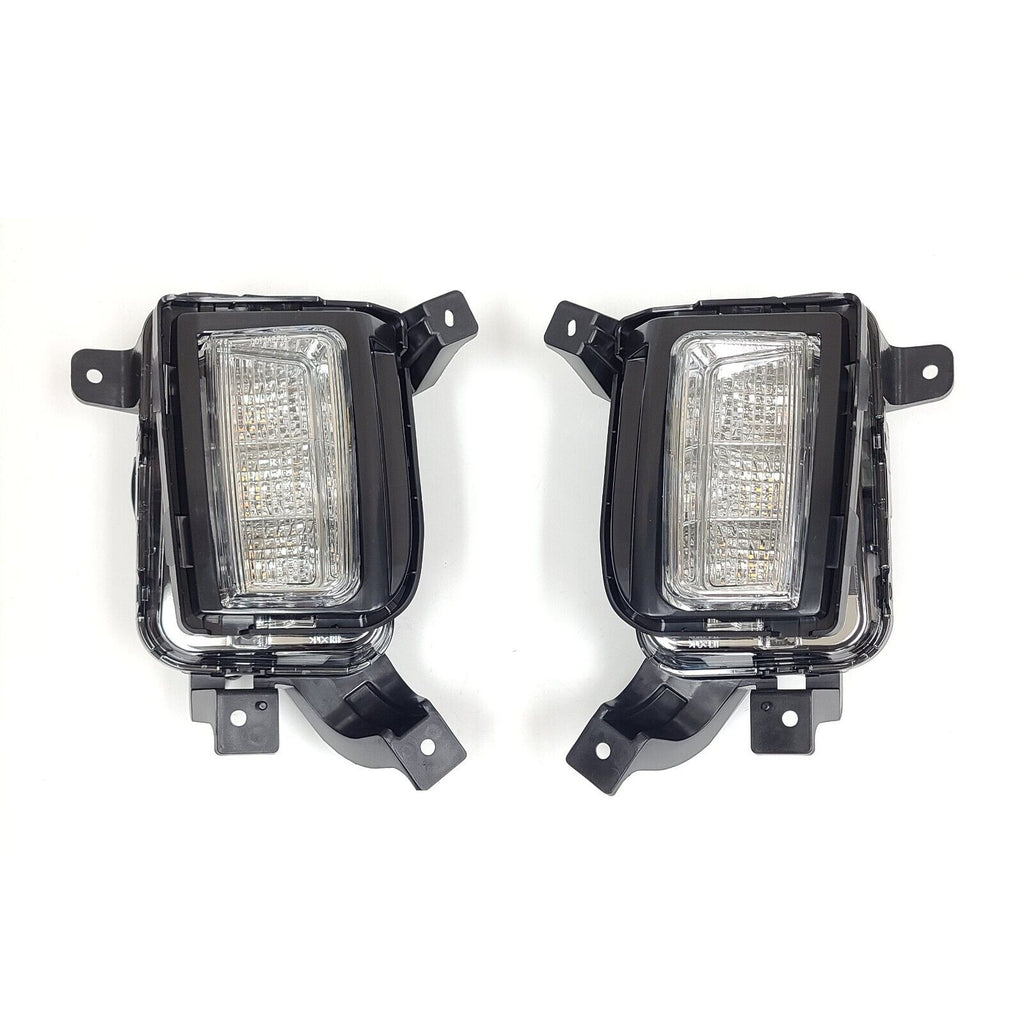 Clear Lens LED Fog Lights Kit For 2016-2017 GMC Terrain Denali, SL, SLE, SLT Trim Replacement Bezel Day Time Running Light DRL Amber Signal With Wires OEM# 84042389, 84042390 GM2562112, GM2563112,23372631, 23372632 GM1038190, GM1039190