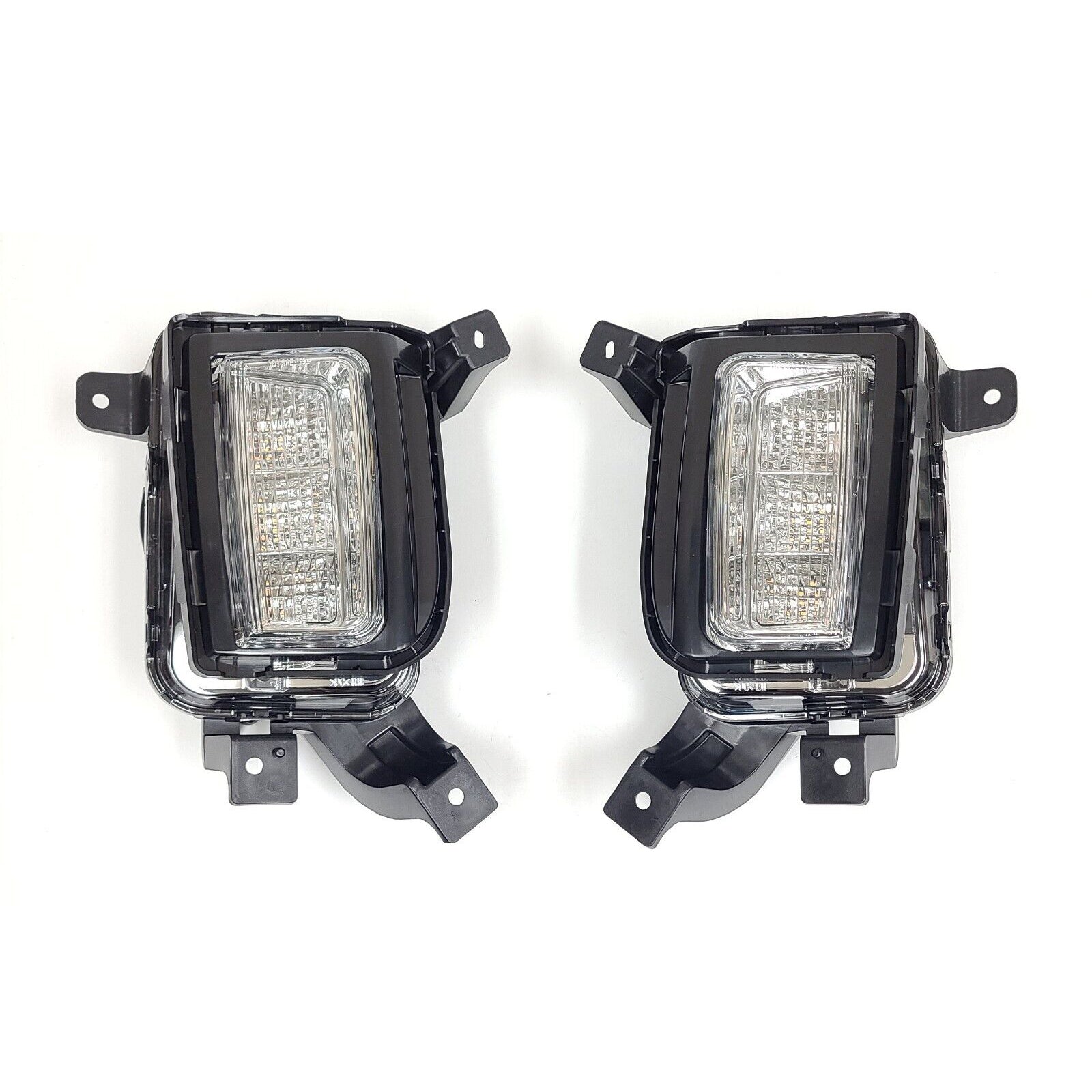 Clear Lens LED Fog Lights Kit For 2016-2017 GMC Terrain Denali, SL, SLE, SLT Trim Replacement Bezel Day Time Running Light DRL Amber Signal With Wires OEM# 84042389, 84042390 GM2562112, GM2563112,23372631, 23372632 GM1038190, GM1039190