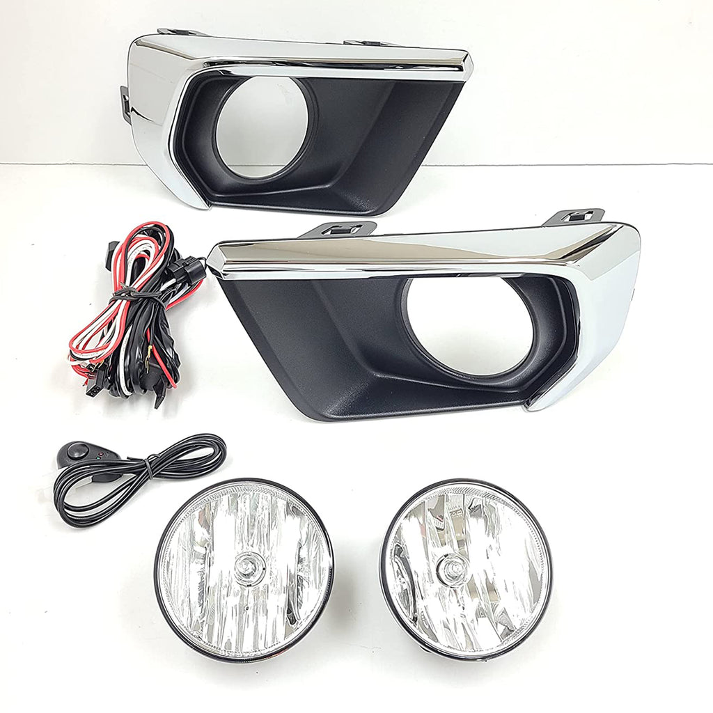 Clear Lens Fog Lights Kit For 2021-2022 Chevrolet Chevy Colorado with Wires Switch Chrome Bezel Relay OEM# 15839896, GM2590104,84750570 / 84750569,GM1039271 GM1038271