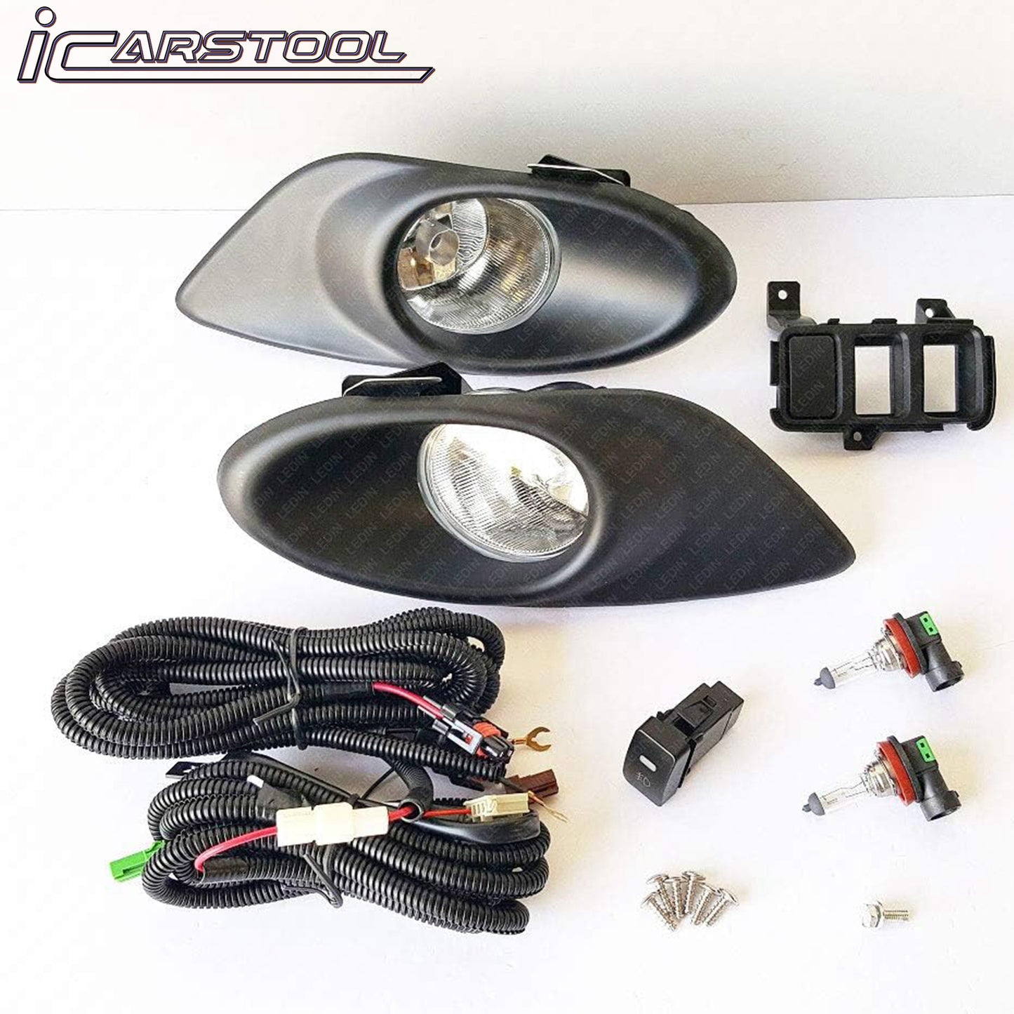 For 2008 2009 2010 Honda Accord Sedan 4DR Clear Lens Fog Light w/ Bezel Switch Bulb