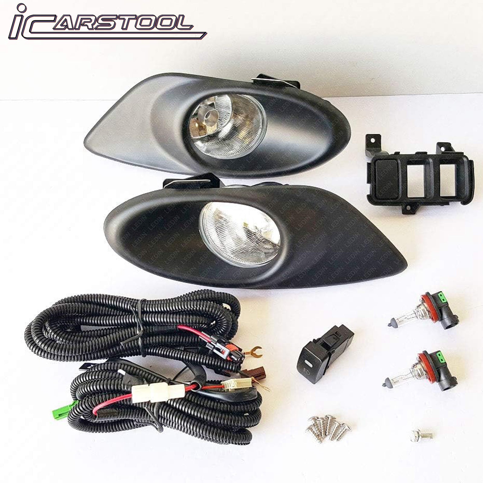 For 2008 2009 2010 Honda Accord Sedan 4DR Clear Lens Fog Light w/ Bezel Switch Bulb