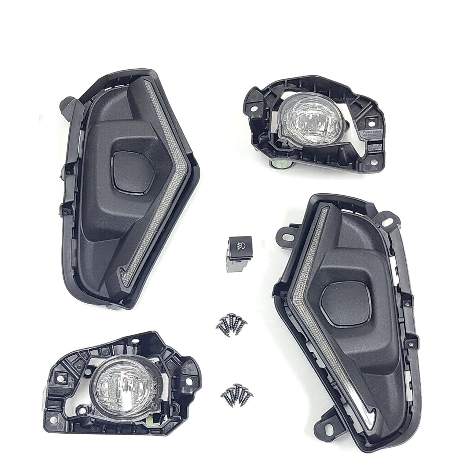 Dual Color LED Fog Driving Lights Kit Wire Switch Bezel For 2019 2020 2021 2022 2023 2024 Toyota Rav4 Rav 4 White DRL Amber Signal Sequential Accessories Lamps