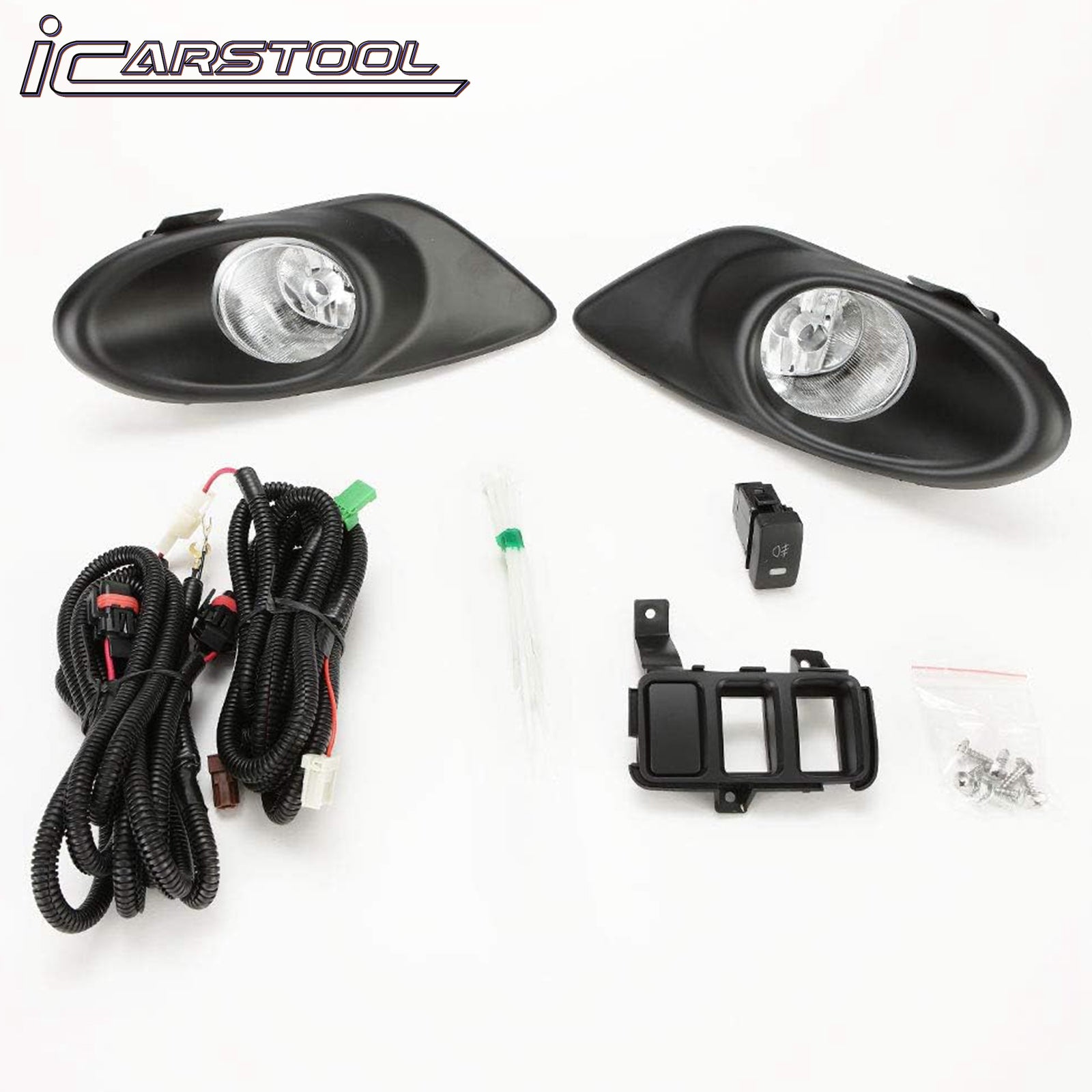 For 2008 2009 2010 Honda Accord Sedan 4DR Clear Lens Fog Light w/ Bezel Switch Bulb