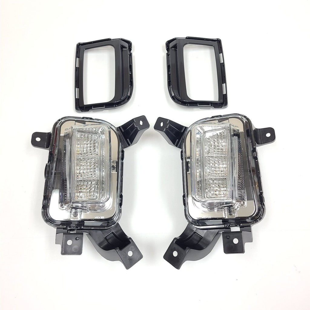 Clear Lens LED Fog Lights Kit For 2016-2017 GMC Terrain Denali, SL, SLE, SLT Trim Replacement Bezel Day Time Running Light DRL Amber Signal With Wires OEM# 84042389, 84042390 GM2562112, GM2563112,23372631, 23372632 GM1038190, GM1039190