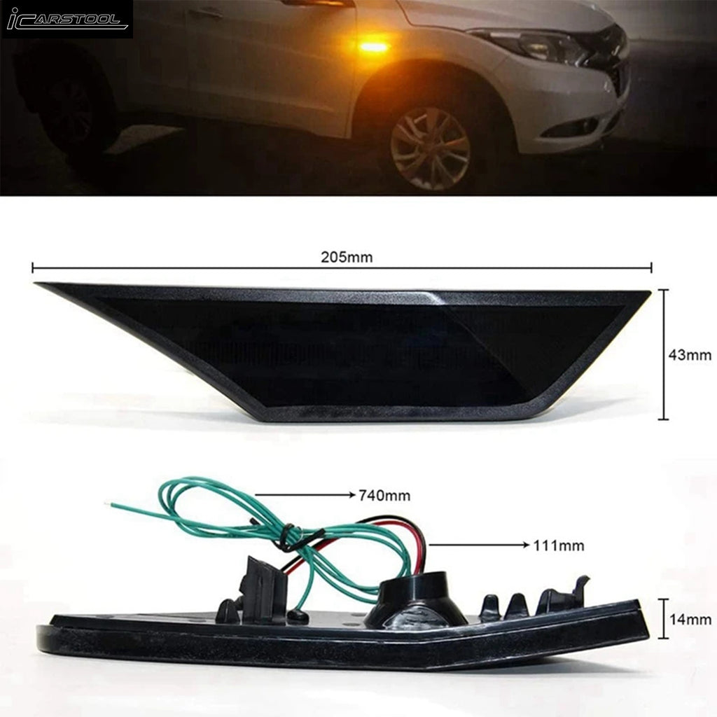 LED Front Black Bumper Amber Side Marker Turn Signal Light & DRL For Honda Civic OEM#33850TBAA02/33800TBAA02, 33850-TBA-A02, 33850-TBA-A01; 33800-TBA-A02, 33800-TBA-A01; 34300-TET-H01, 34350-TET-H01