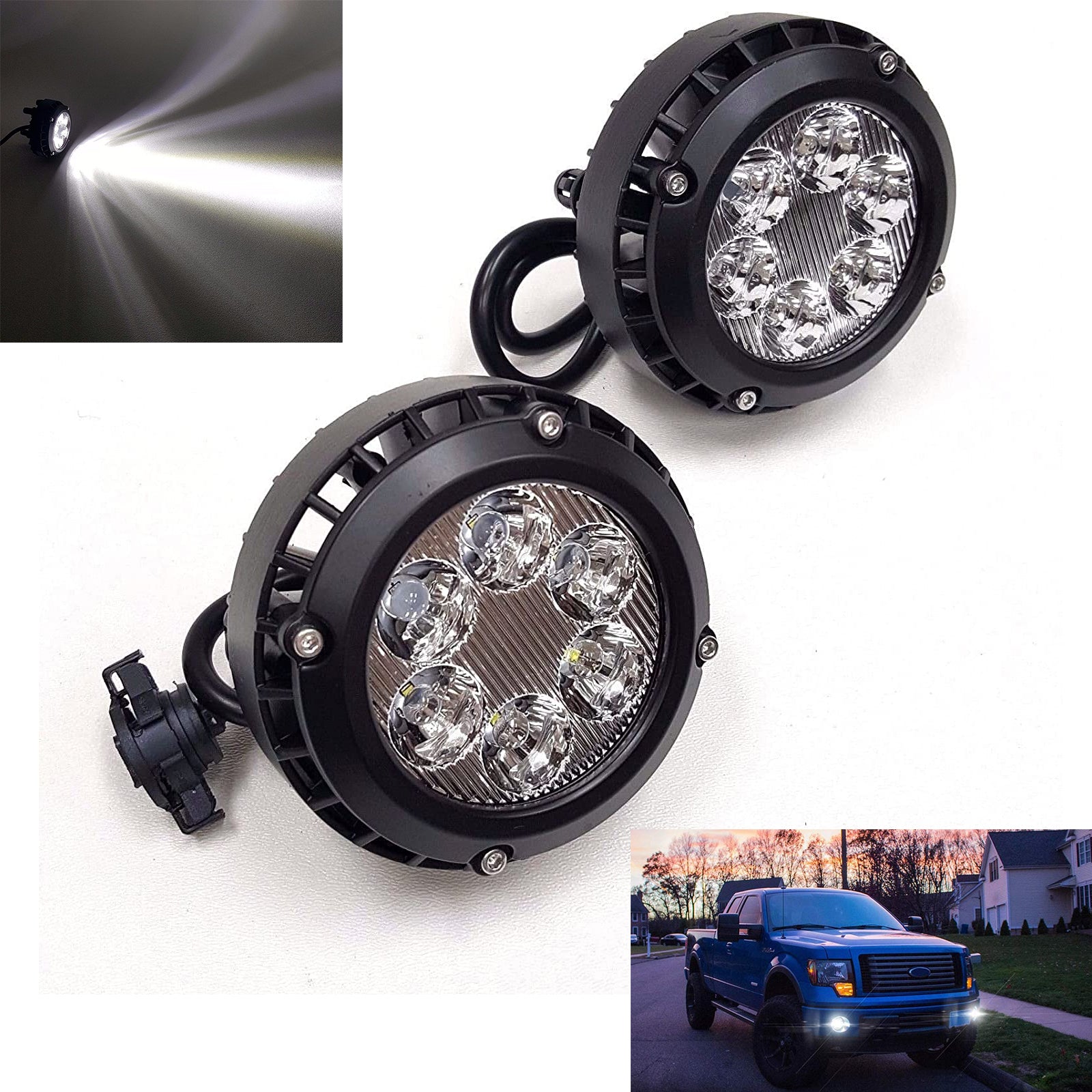 For 2007 2008 2009 2010 2011 2012 2013 2014 GMC Yukon XL 1500/2500  LED Clear Lens Fog Driving Lights Lamps Pair OEM#GM2590104 / 15839896