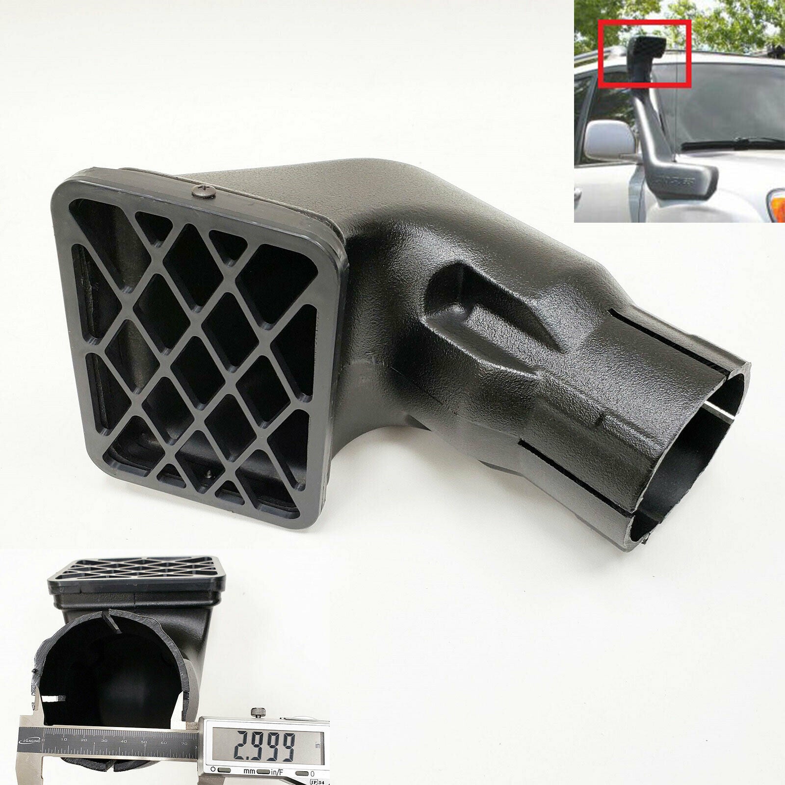 Universal Fit Ram Inlet Intake Snorkel Head 3" Inner Diameter Off Road 4x4 New