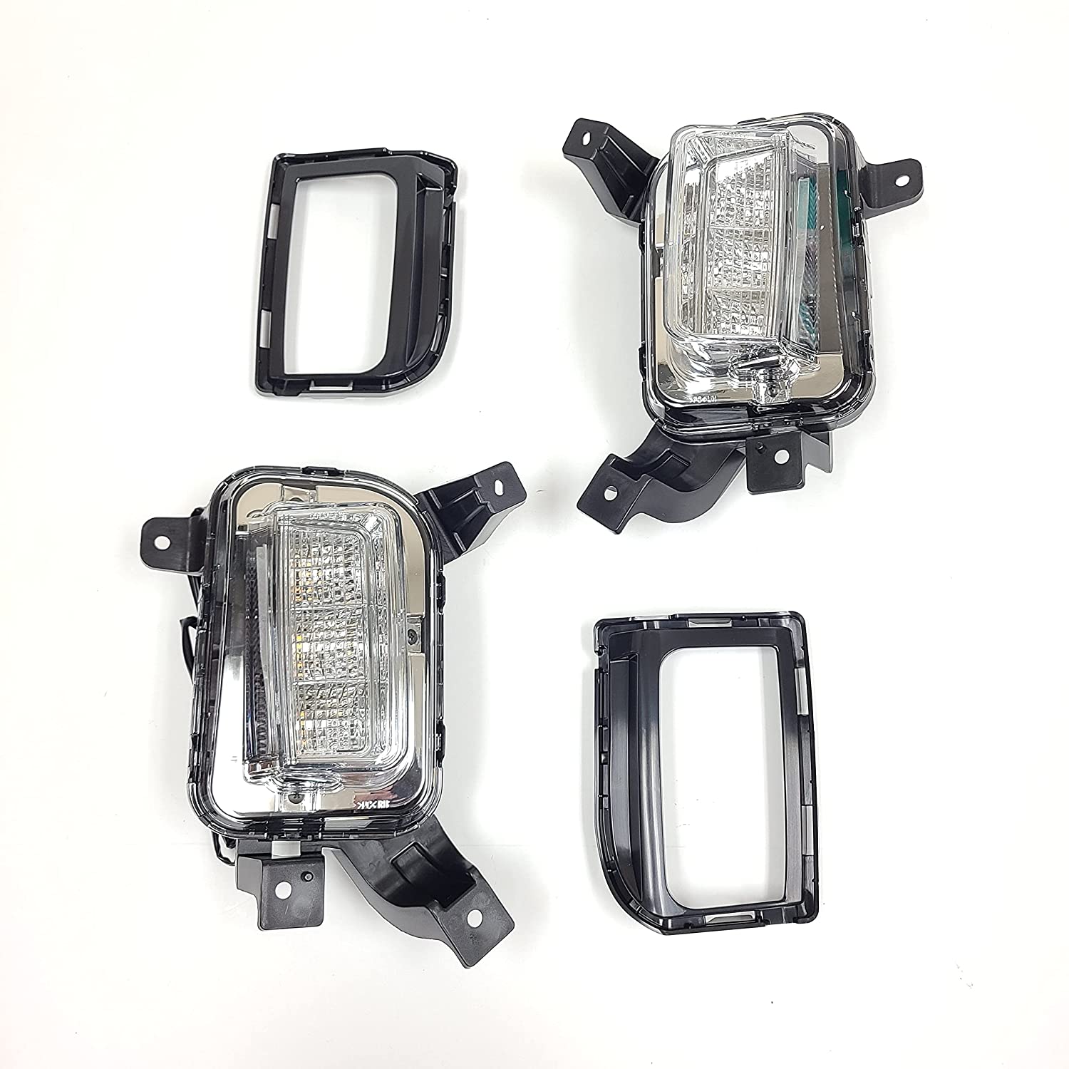 Clear Lens LED Fog Lights Kit For 2016-2017 GMC Terrain Denali, SL, SLE, SLT Trim Replacement Bezel Day Time Running Light DRL Amber Signal With Wires OEM# 84042389, 84042390 GM2562112, GM2563112,23372631, 23372632 GM1038190, GM1039190