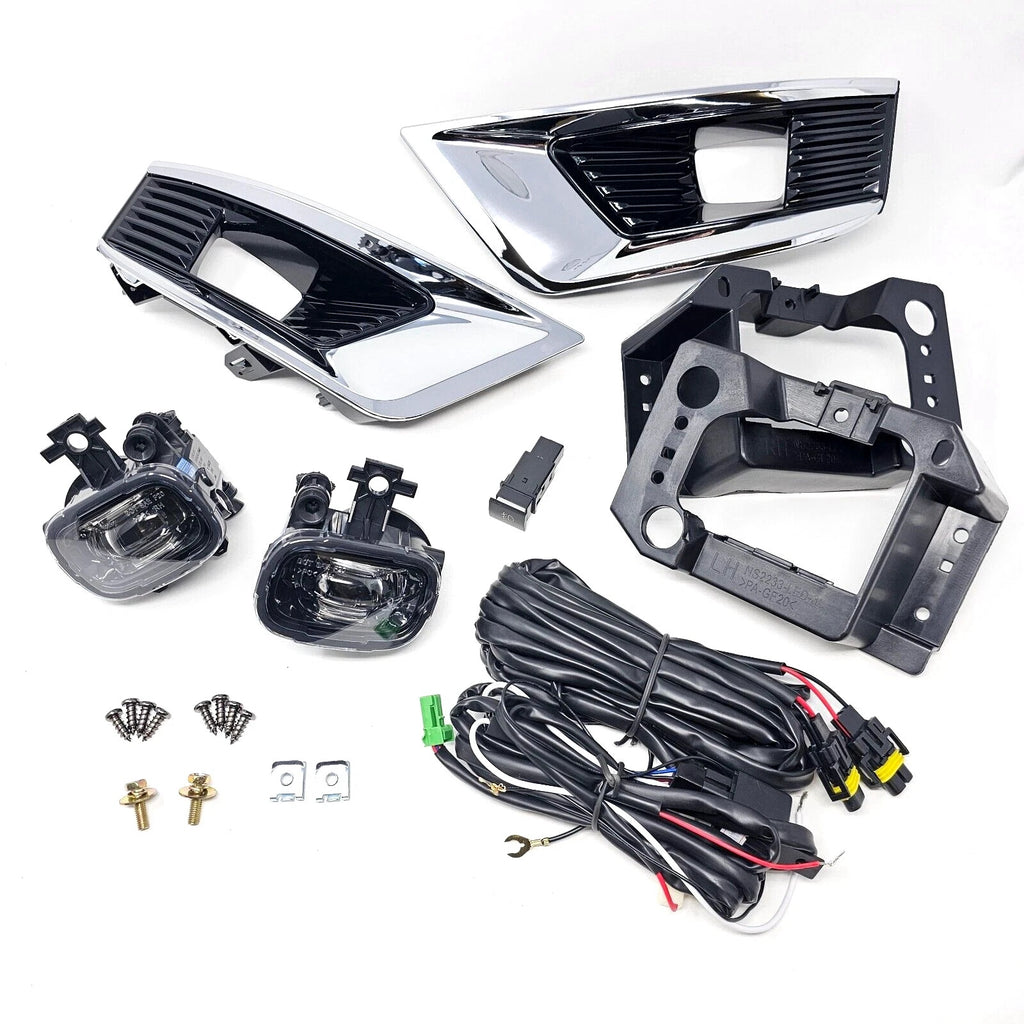 Clear Lens LED Fog Lights Kit For 2021-2023 Nissan Armada with Bezel Switch Wires Relay OEM# 26150-00Q0B / 26155-00Q0E
