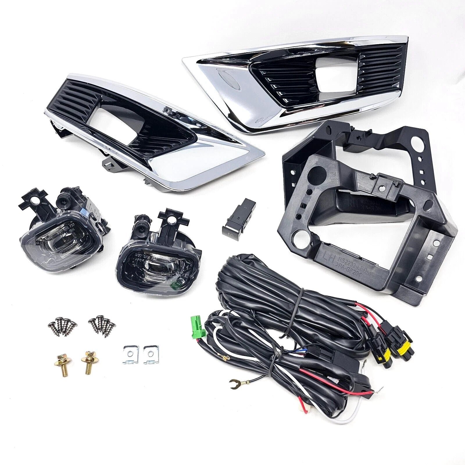 Clear Lens LED Fog Lights Kit For 2021-2023 Nissan Armada with Bezel Switch Wires Relay OEM# 26150-00Q0B / 26155-00Q0E