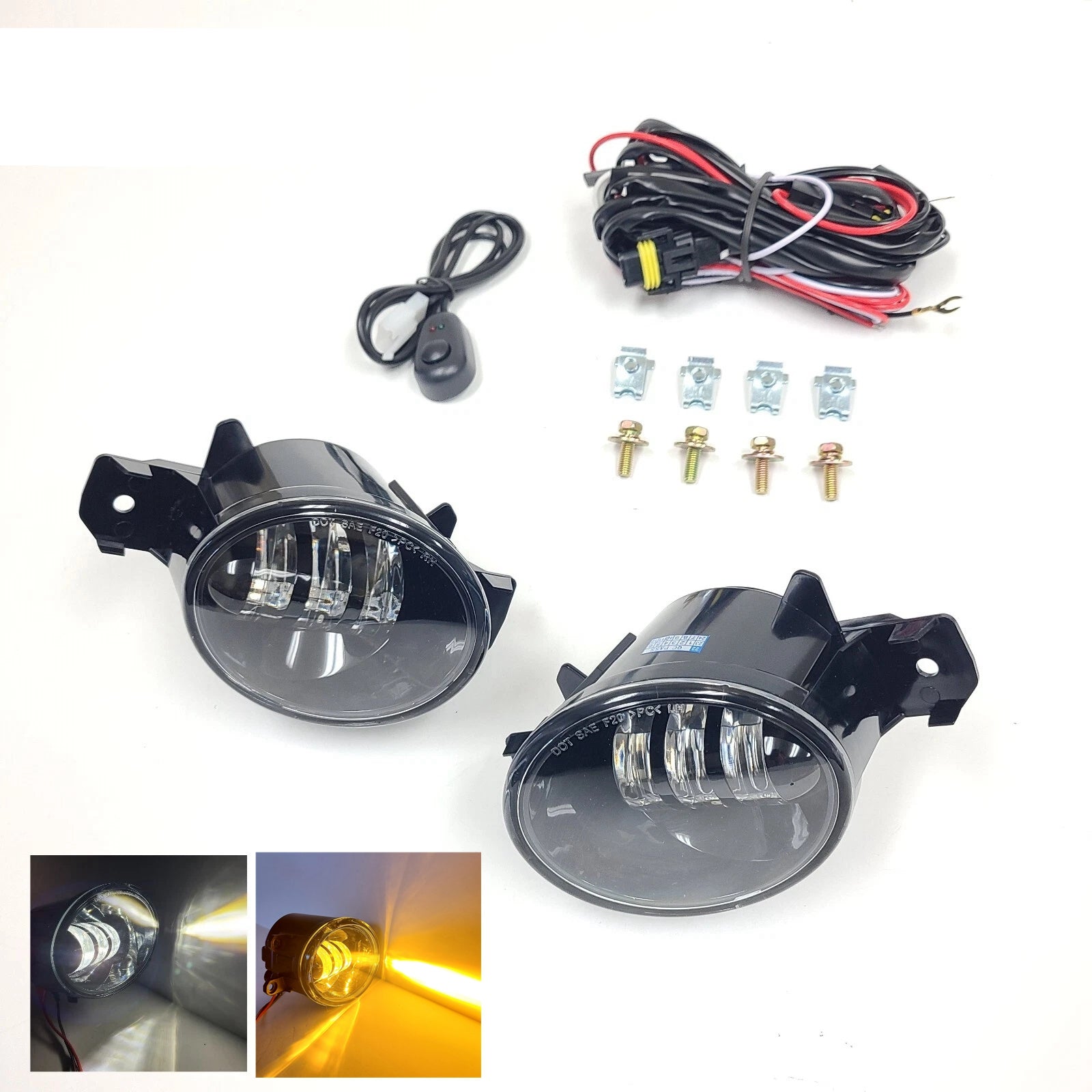 Dual Color LED Fog Light Kit For Nissan 2004-2016 Sentra 2008-2013 Altima 2012-2016 Versa 2008-2010 Rogue 2014-2015 Infiniti  QX60 2008-2010 Infiniti  M35 M45 Pair Set Left Right Assembly White Yellow