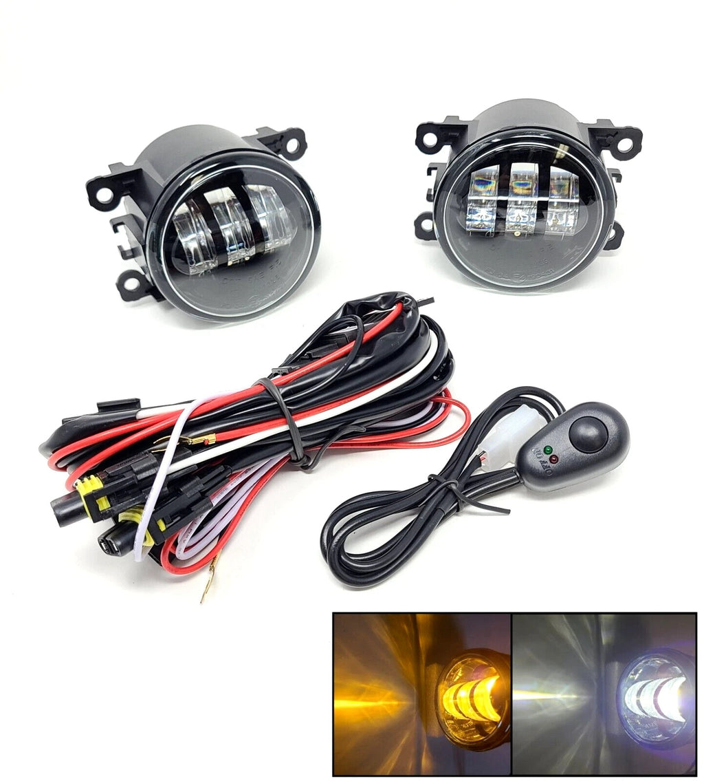 Clear Lens White / Amber LED Fog Lights Kit For 2007-2015 Lincoln Navigator with Wire Switch OEM# 33900STKA11 / 4F9Z15200AA / 26154-EA500 / 84501AJ00A,XR837532 / AC2592111 / 3225-2050B / 990E0-65J36-000 ﻿