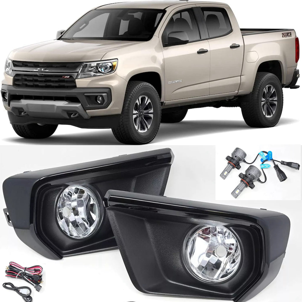 Clear Lens LED Fog Lights Kit For 2021-2022 Chevy Colorado with Bezel Switch Wire Bulbs OEM# 15839896,GM2590104,84750570 / 84750569 ,GM1039271 GM1038271